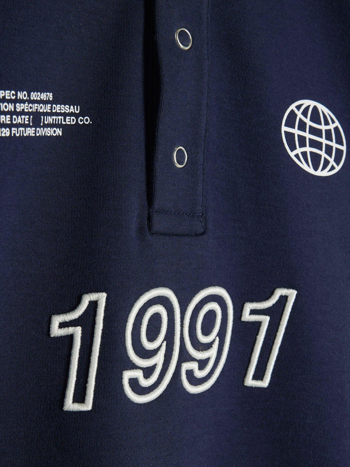  image of river-island-older-boy-tipped-1991-graphic-polo-shirt-navy