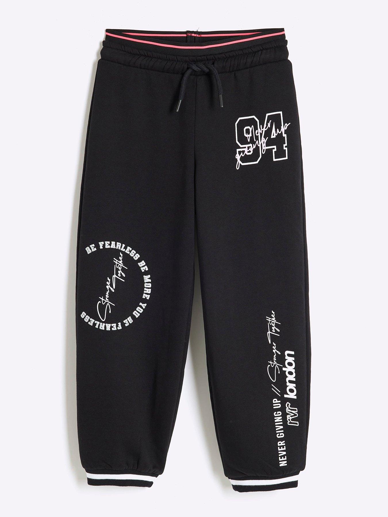  image of river-island-girls-94-double-layer-joggers-black