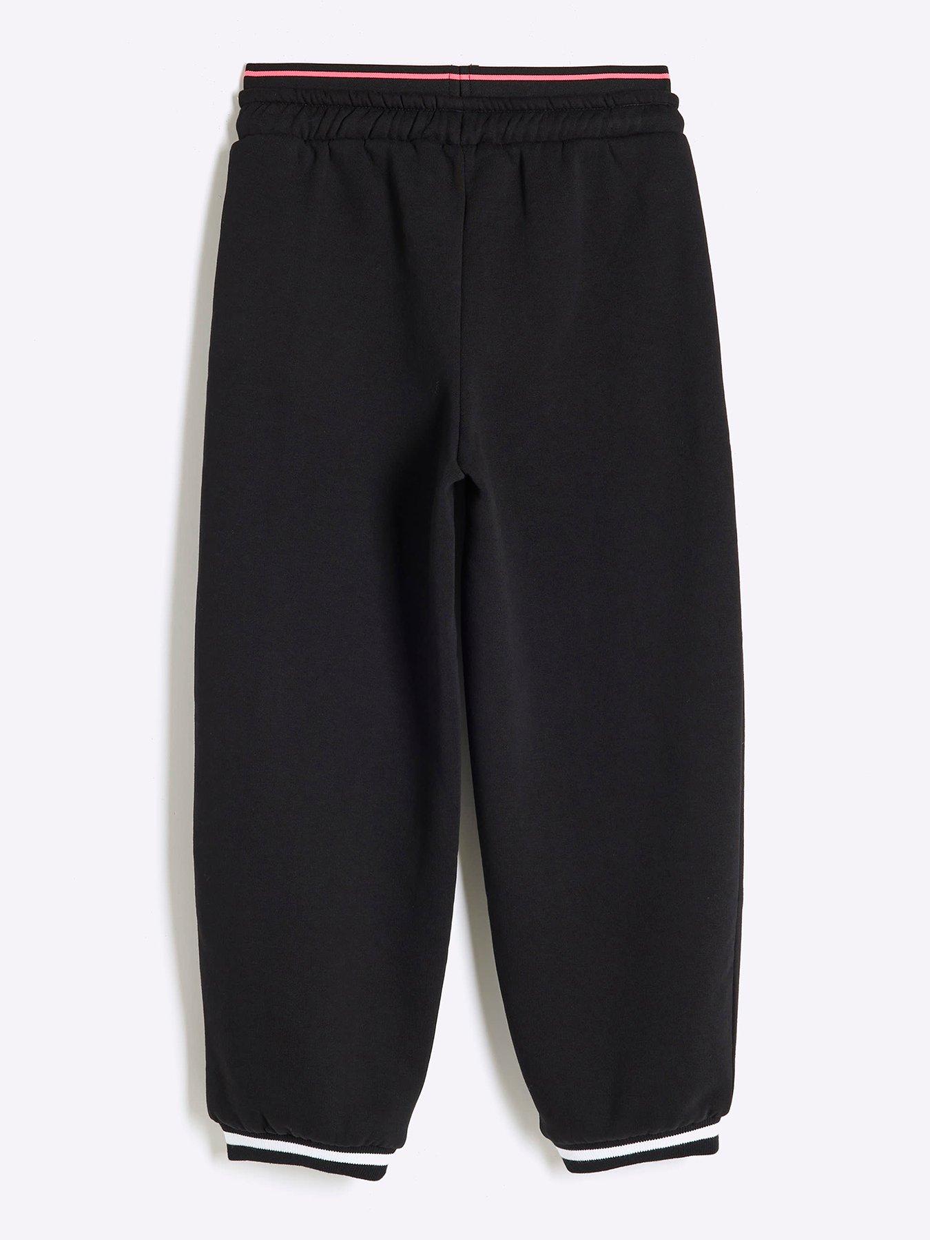  image of river-island-girls-94-double-layer-joggers-black
