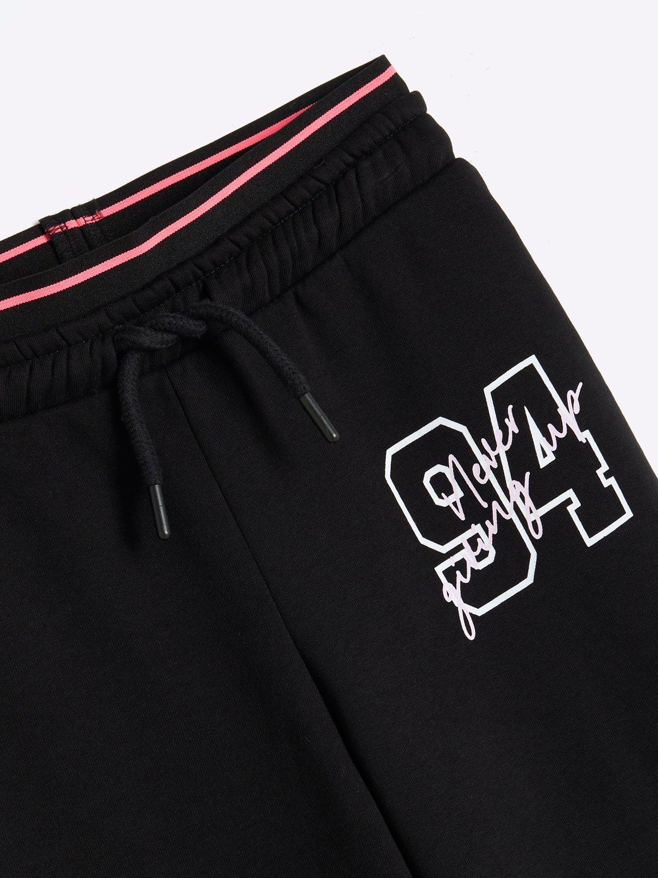  image of river-island-girls-94-double-layer-joggers-black