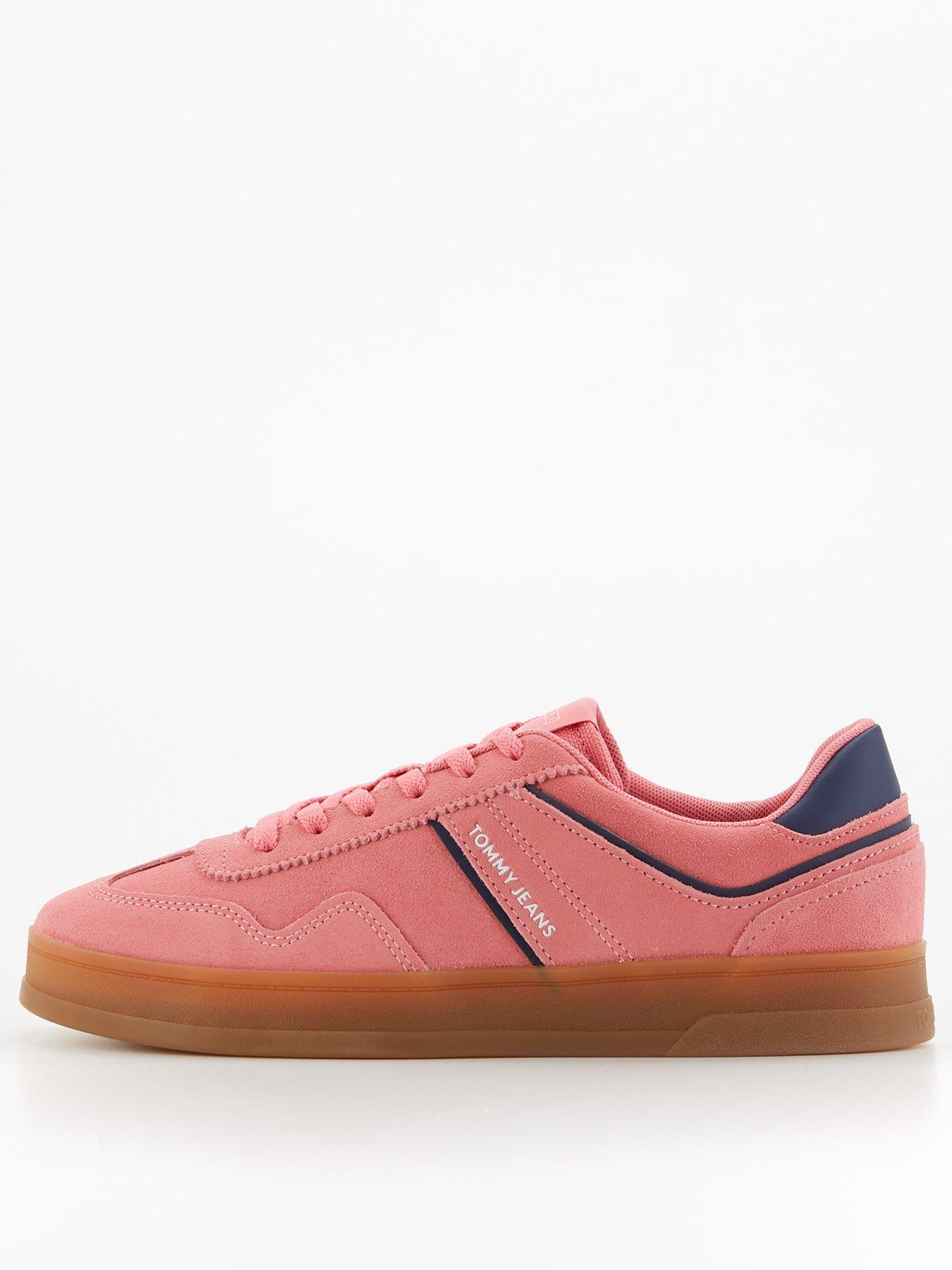  image of tommy-jeans-greenwich-suede-trainer-preppy-pink
