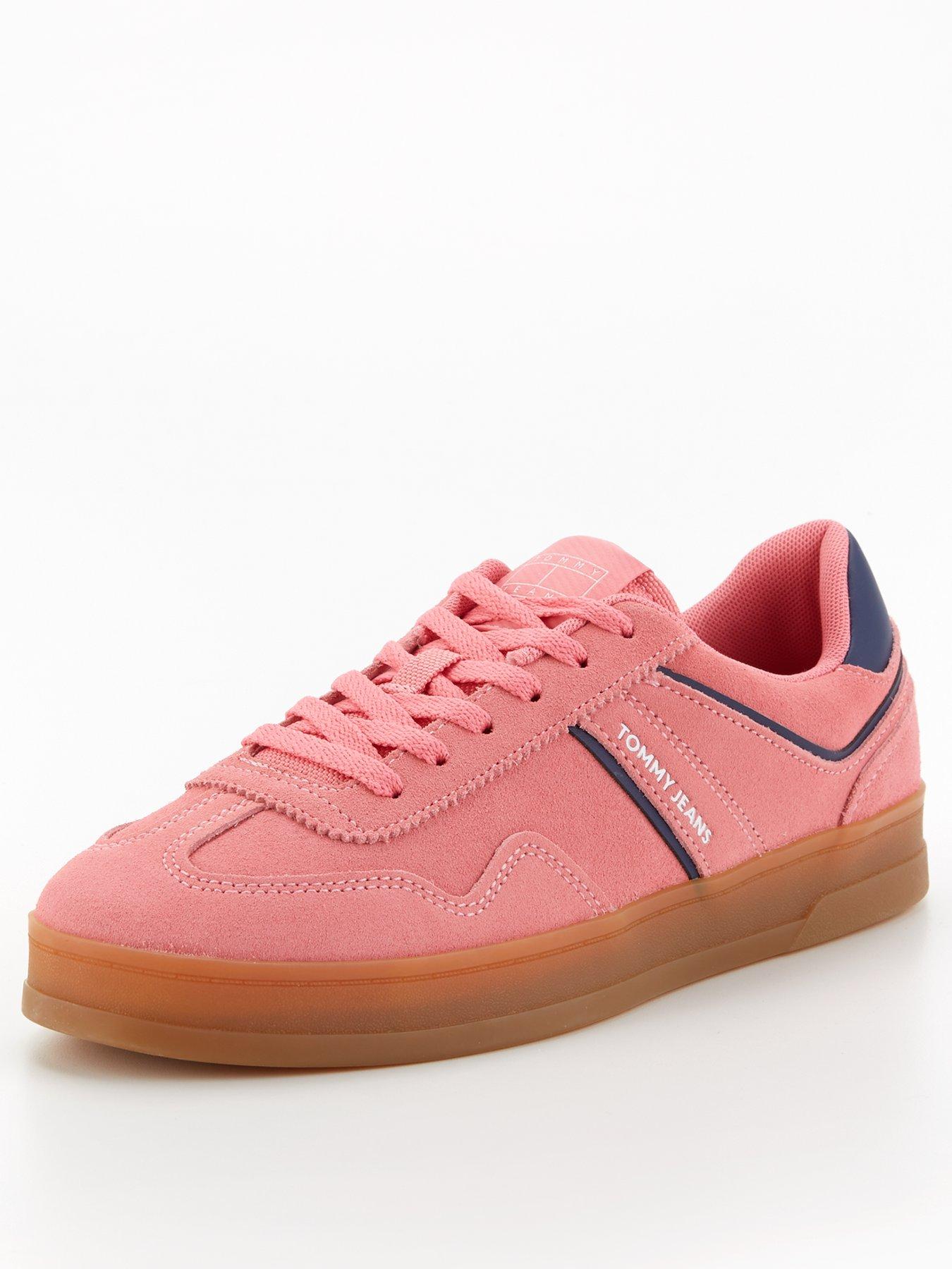  image of tommy-jeans-greenwich-suede-trainer-preppy-pink