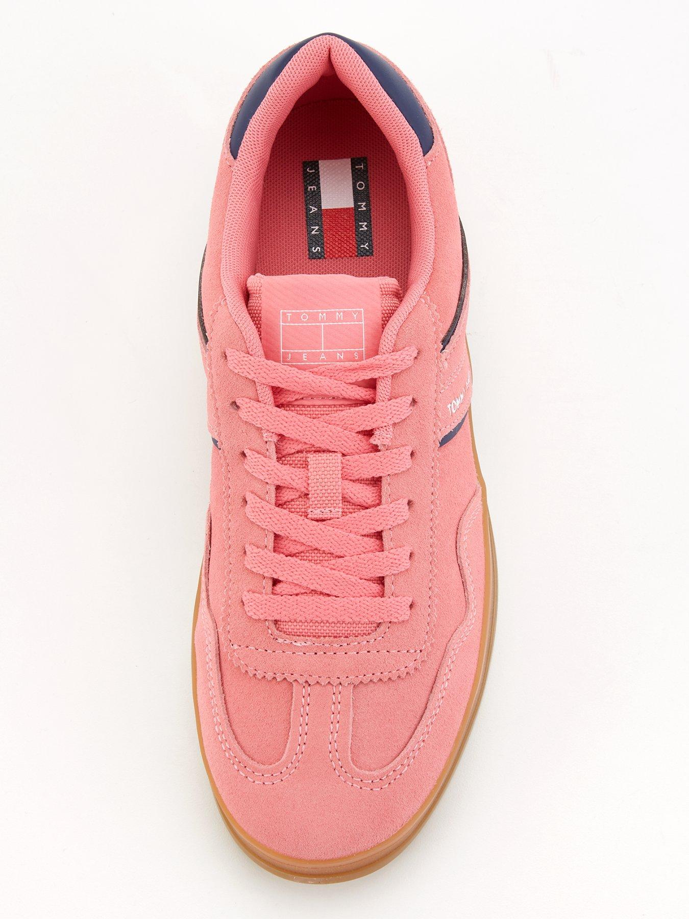  image of tommy-jeans-greenwich-suede-trainer-preppy-pink