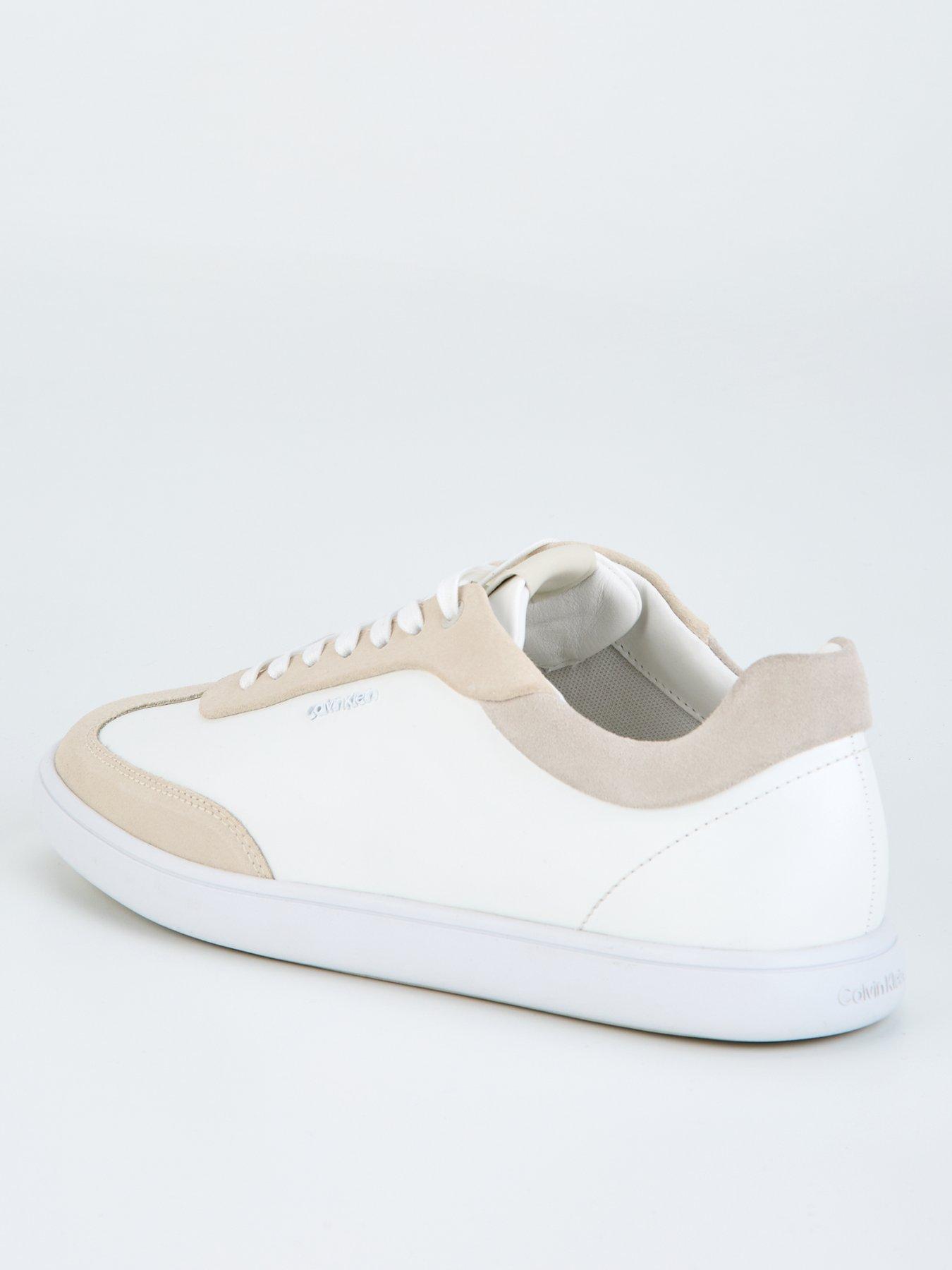  image of calvin-klein-cupsole-leather-lace-up-trainer-white