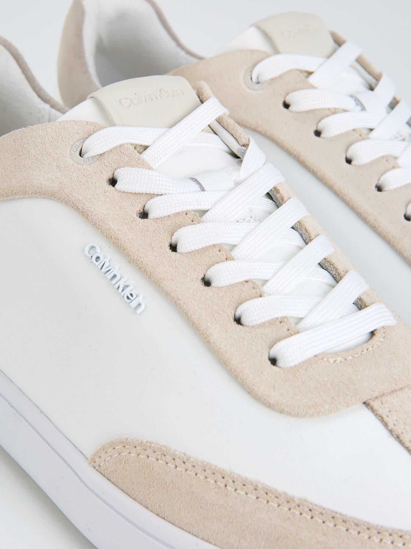  image of calvin-klein-cupsole-leather-lace-up-trainer-white