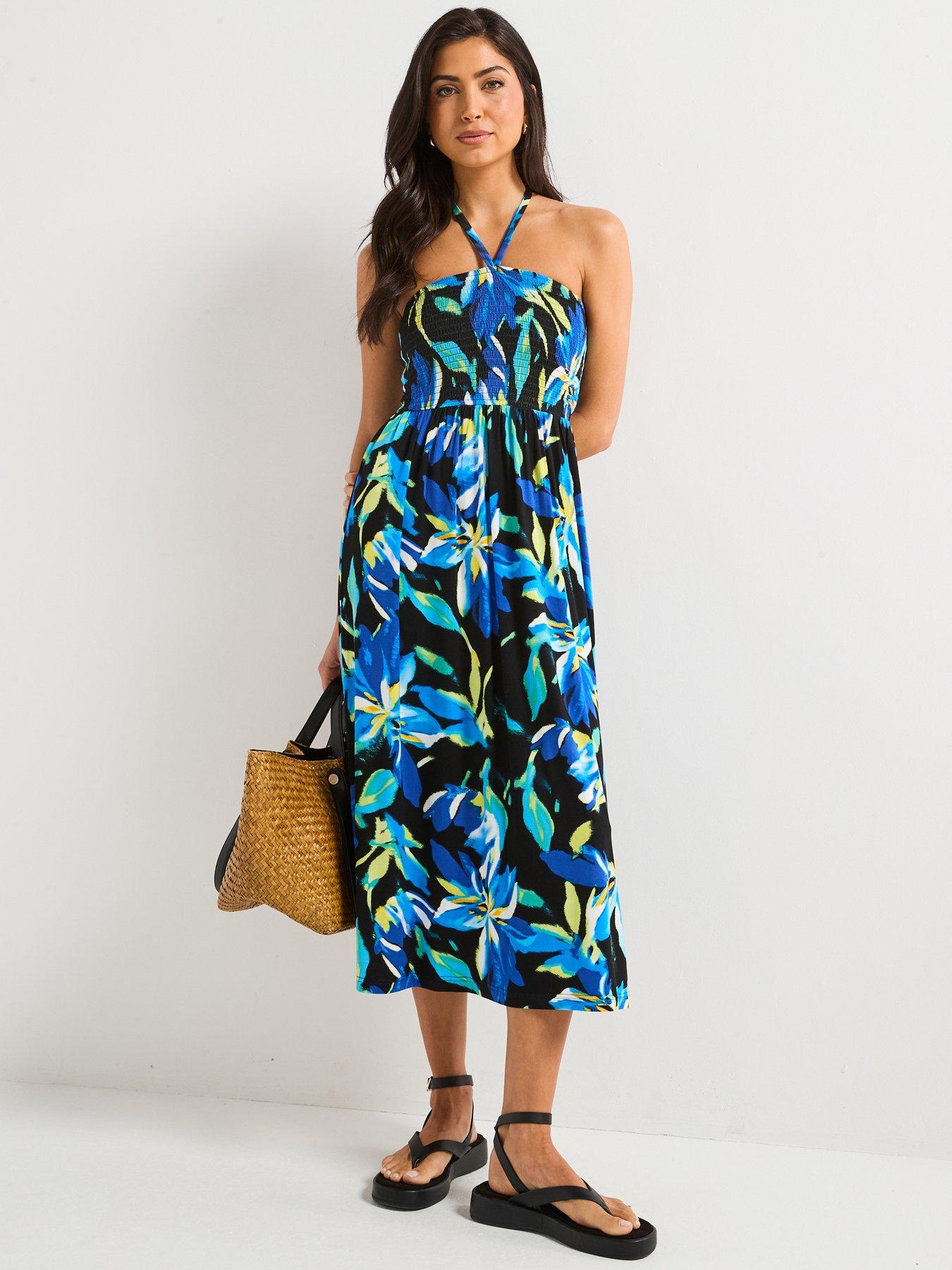 everyday-halter-shirred-bandeau-midaxi-dress-print