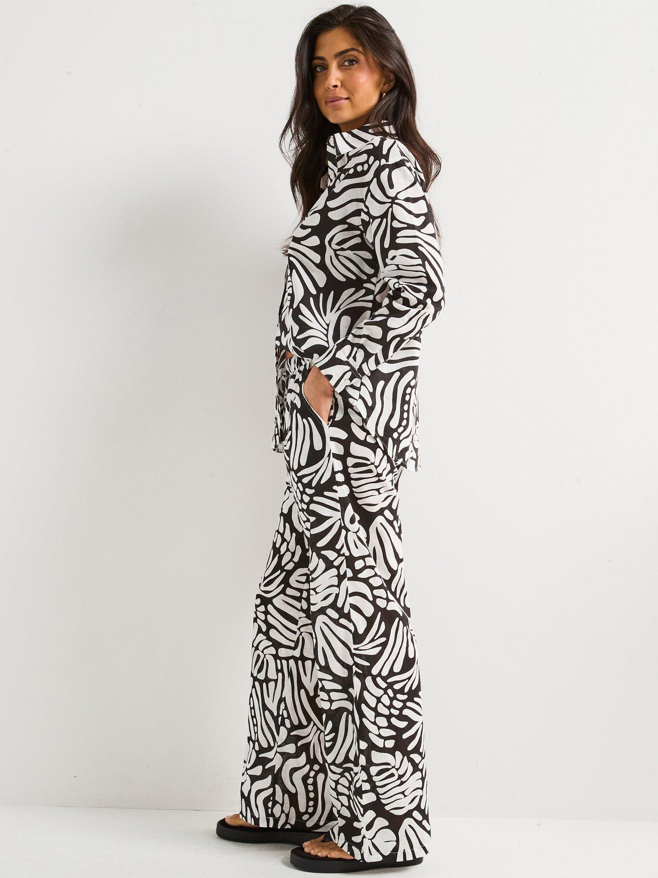  image of v-by-very-printed-co-ord-beach-trouser-print