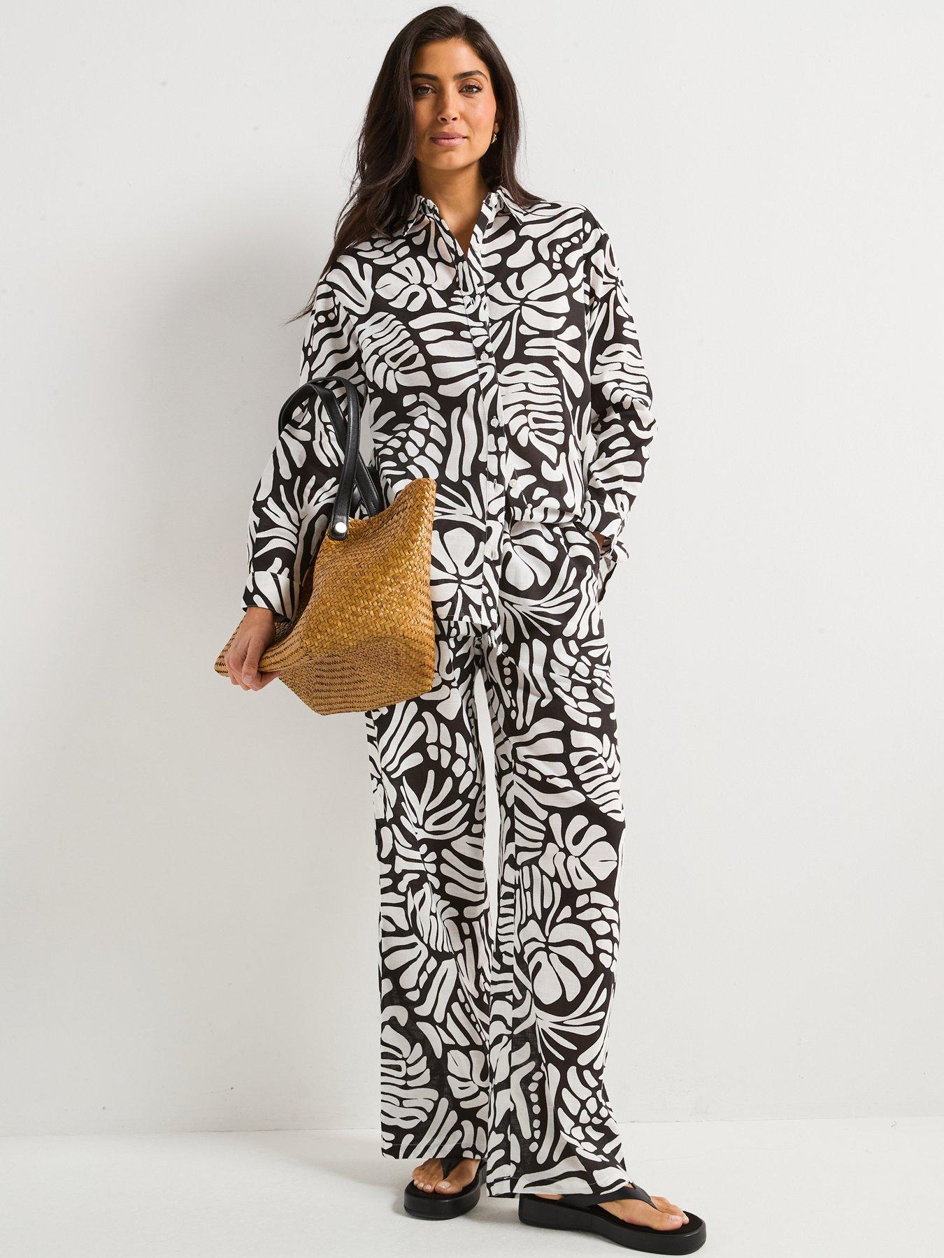  image of v-by-very-printed-co-ord-beach-trouser-print