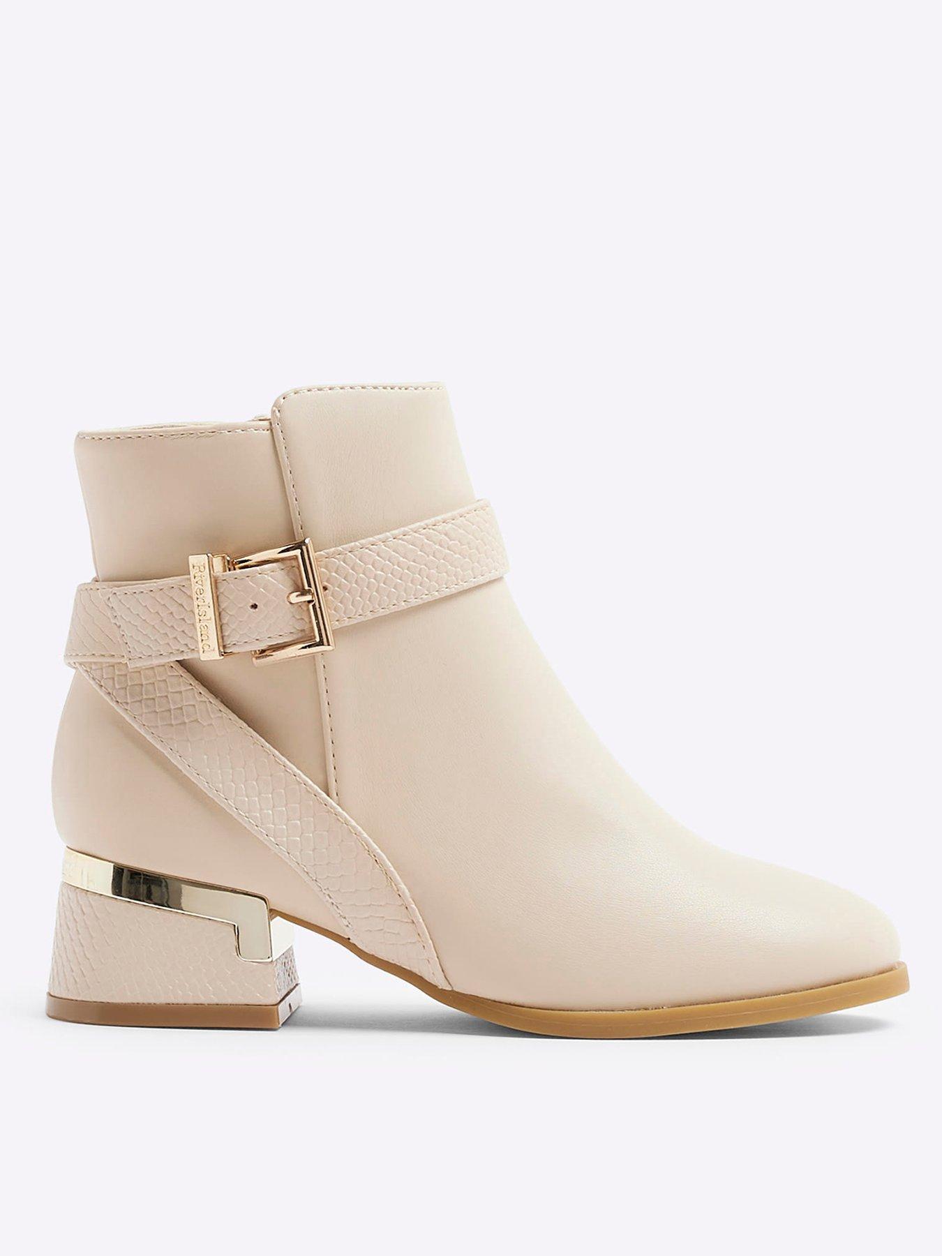 River Island Girls Heeled Ankle Boot Cream Littlewoods