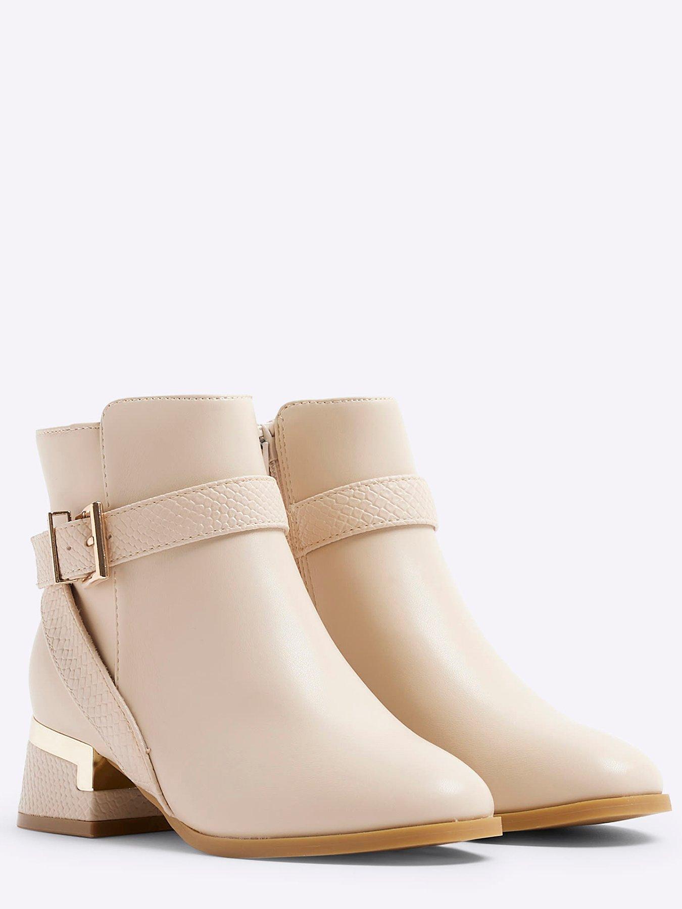 River Island Girls Heeled Ankle Boot Cream Littlewoods
