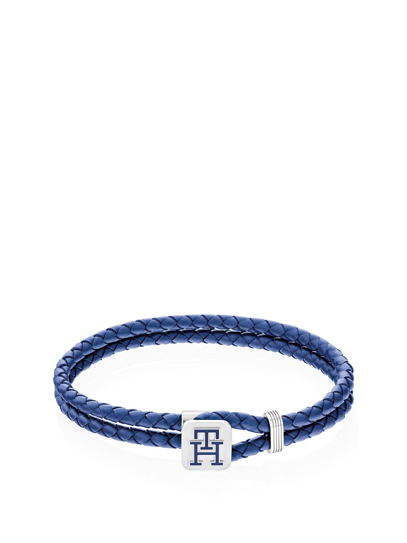 undefined Men's Monogram Blue Leather bracelet
