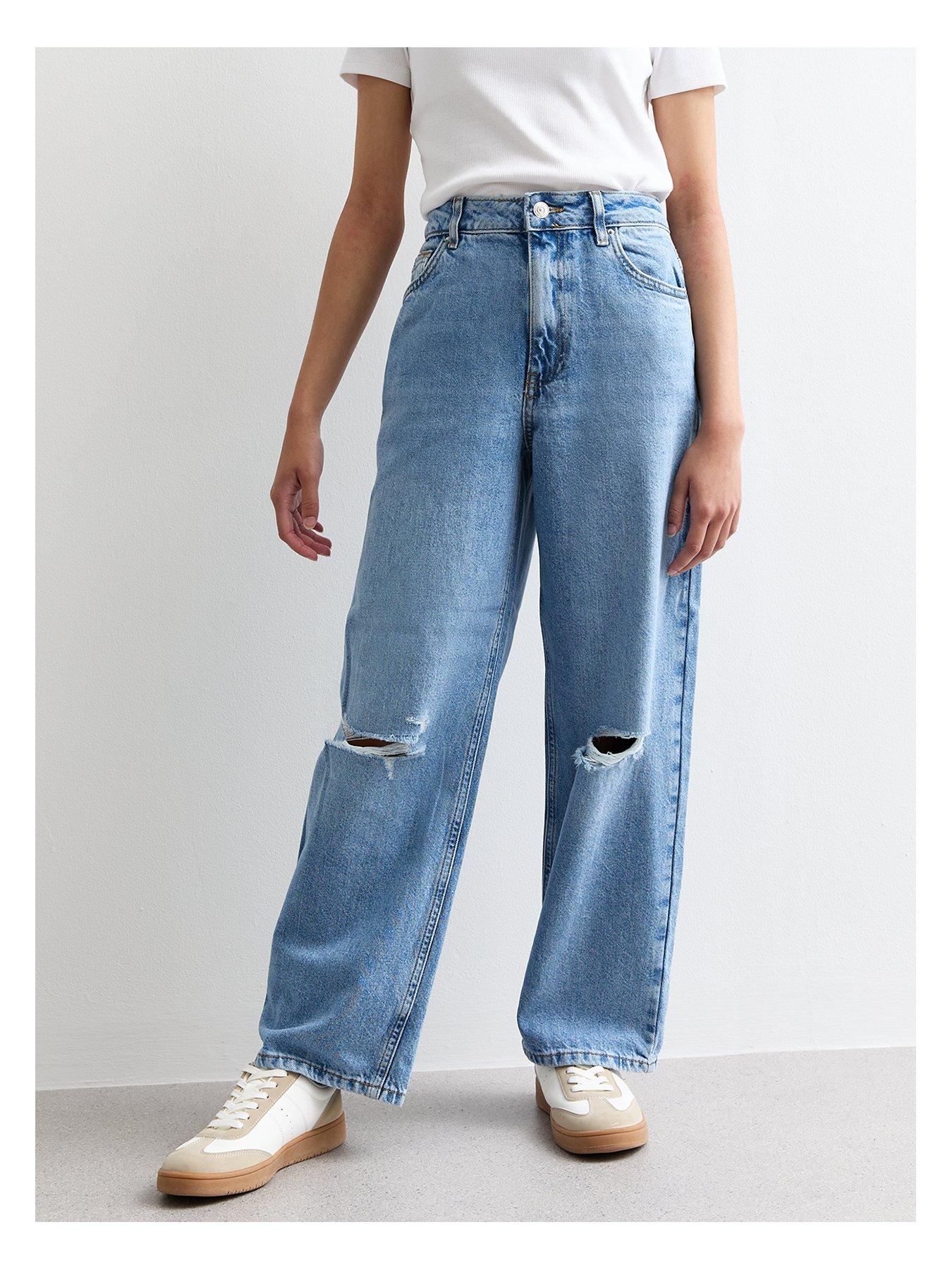 New Look 915 Girls Blue Ripped Tori Mom Jeans littlewoods