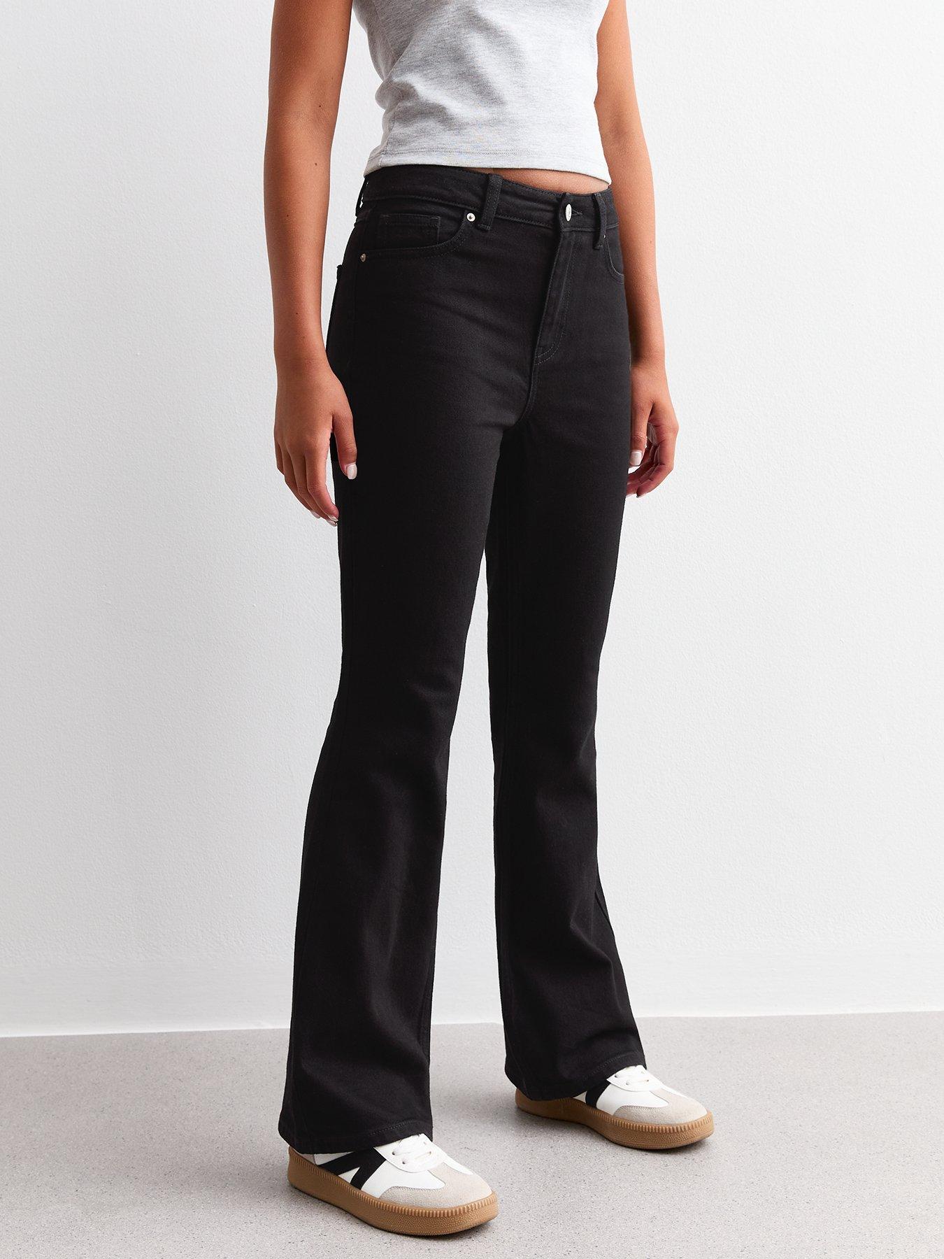 undefined Girls Midi Rise Flared Jeans - Black