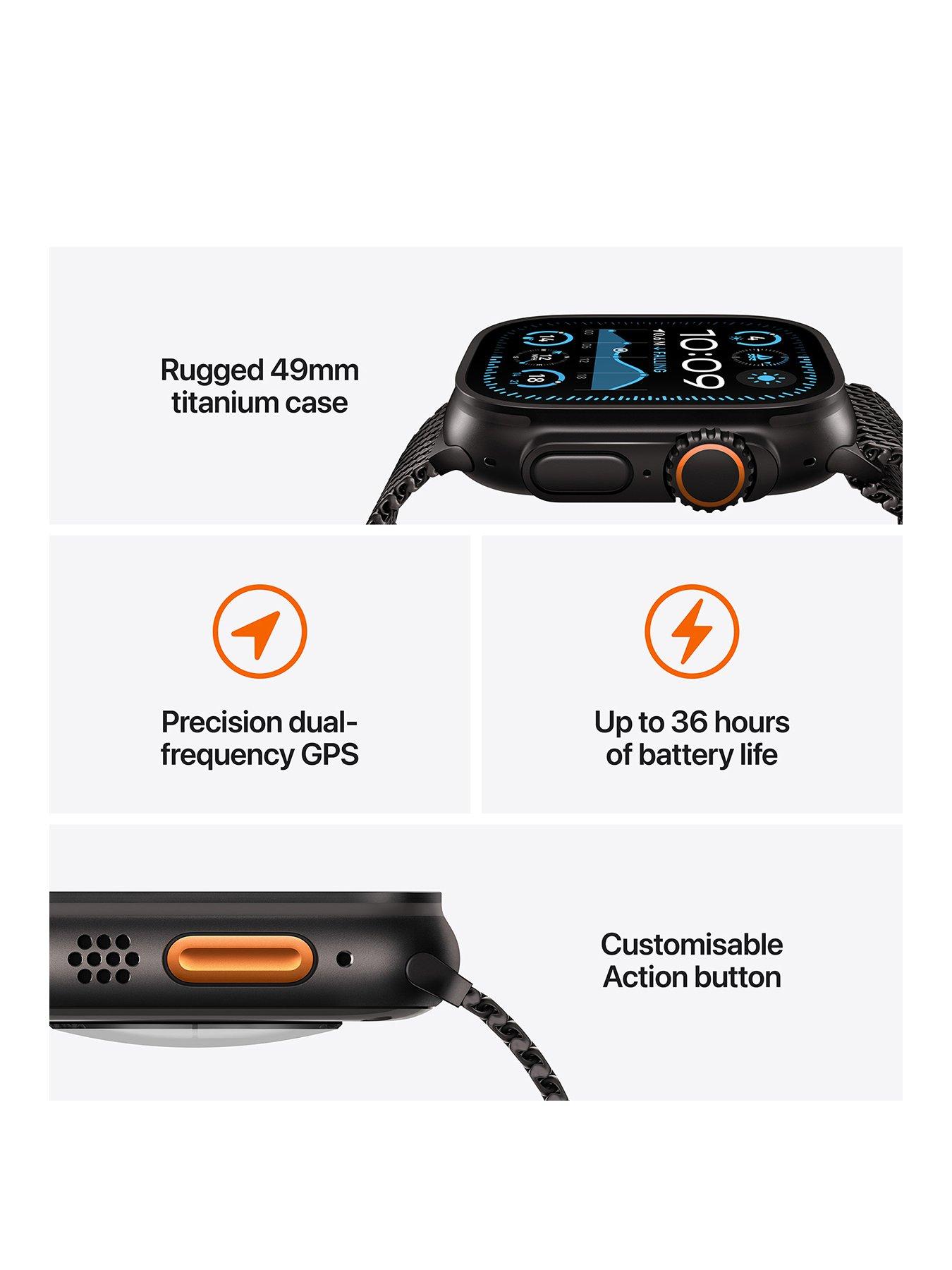 Image 3 of 7 of Apple Watch Ultra 2 (GPS + Cellular, 2024),&nbsp;Black Titanium Case with Black Trail Loop