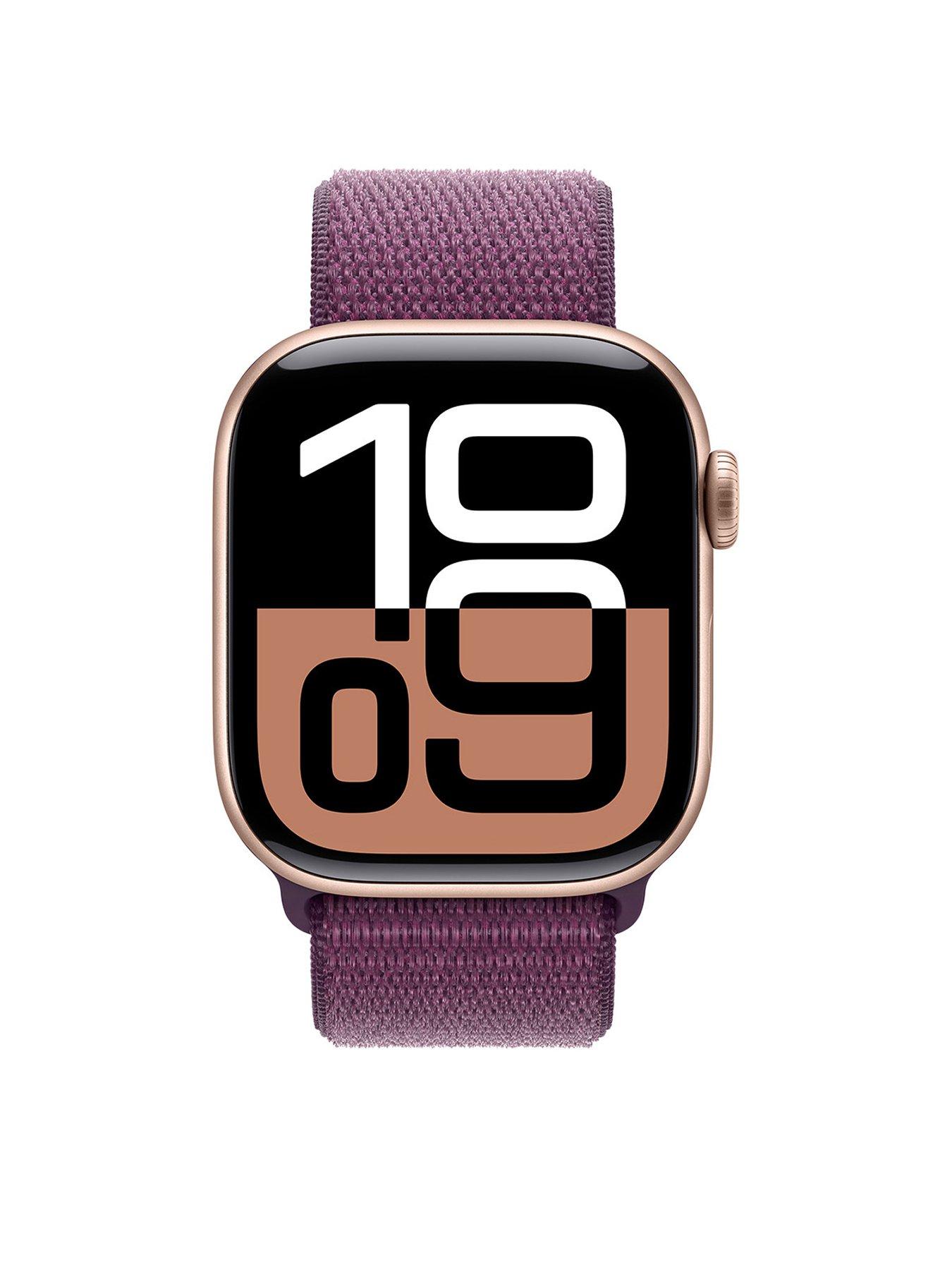 image of apple-watch-series-10-gps-42mm-rose-gold-aluminium-case-with-plum-sport-loop