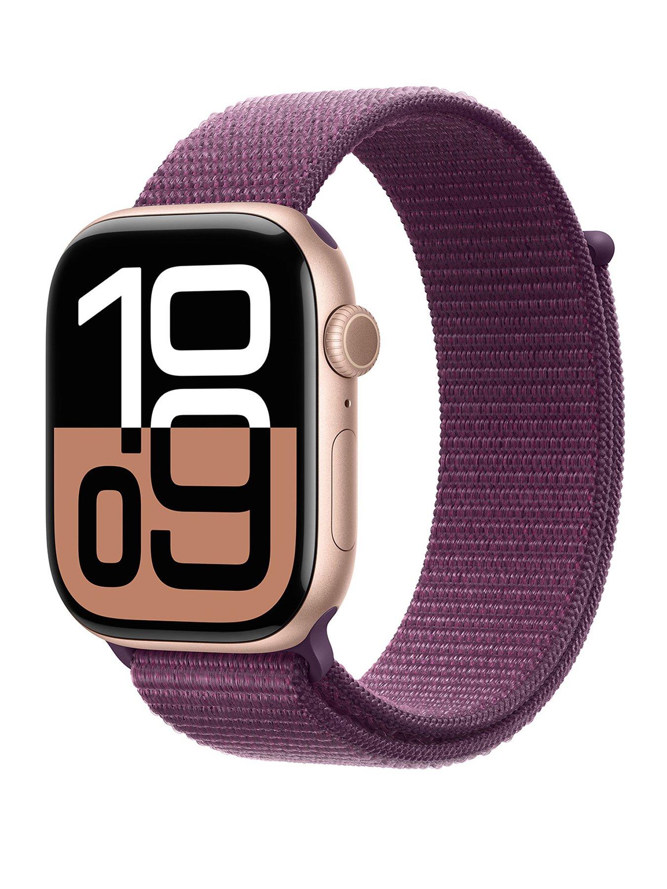  image of apple-watch-series-10-gps-46mm-rose-gold-aluminium-case-with-plum-sport-loop