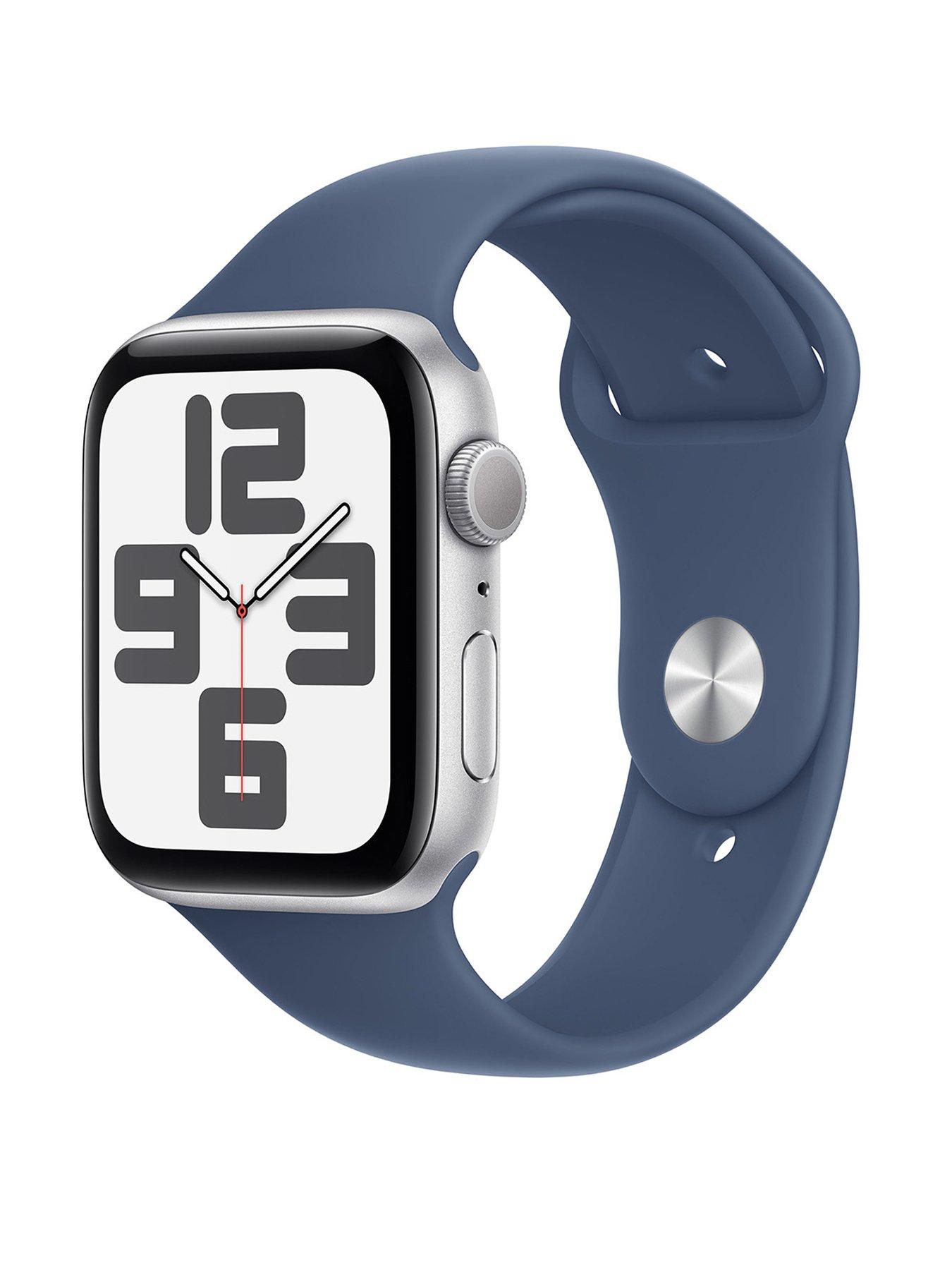 Image 1 of 7 of Apple Watch SE (GPS, 2024)&nbsp;Silver Aluminium Case with Denim Sport Band