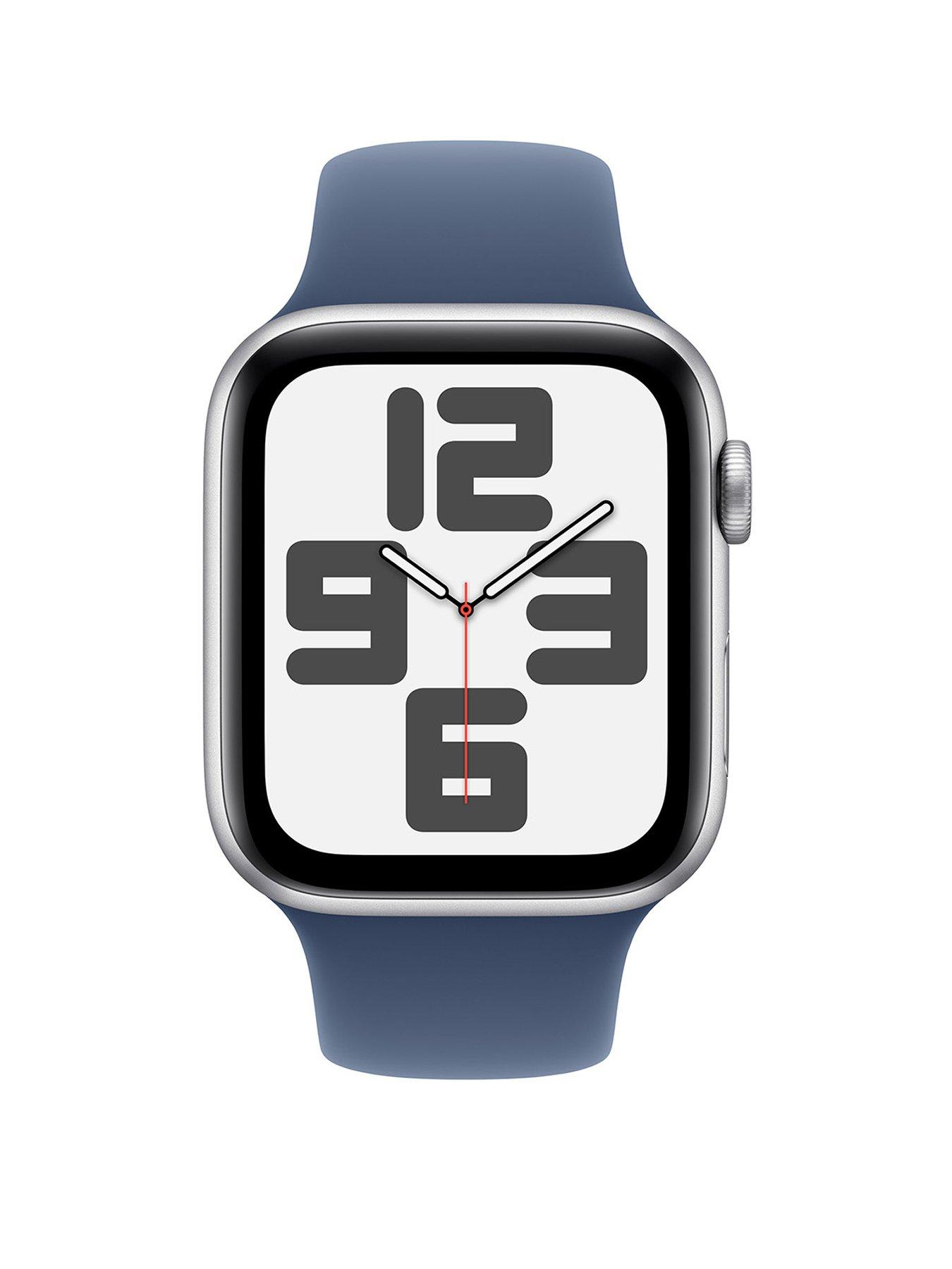 Image 2 of 7 of Apple Watch SE (GPS, 2024)&nbsp;Silver Aluminium Case with Denim Sport Band