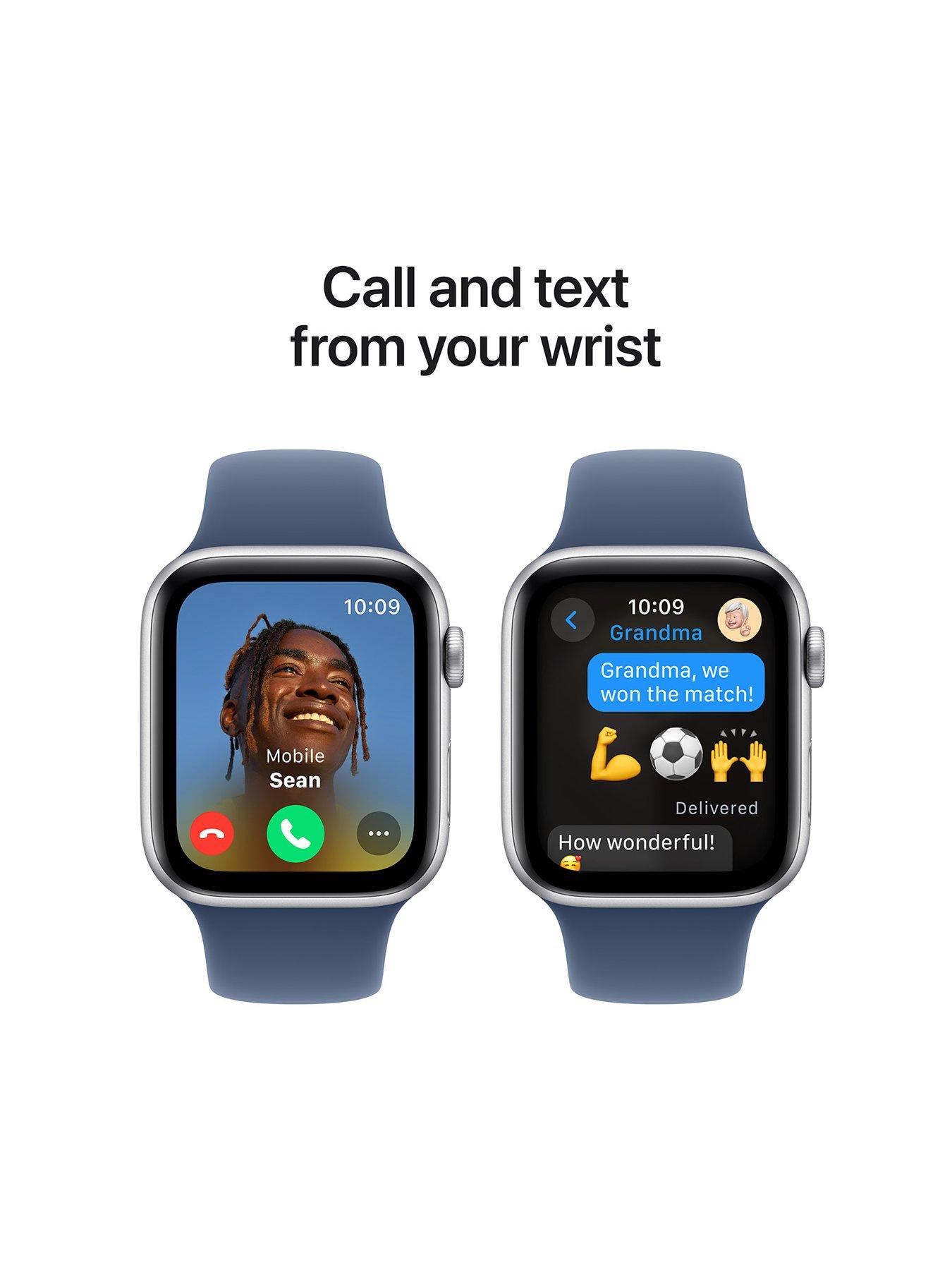 Image 4 of 7 of Apple Watch SE (GPS, 2024)&nbsp;Silver Aluminium Case with Denim Sport Band
