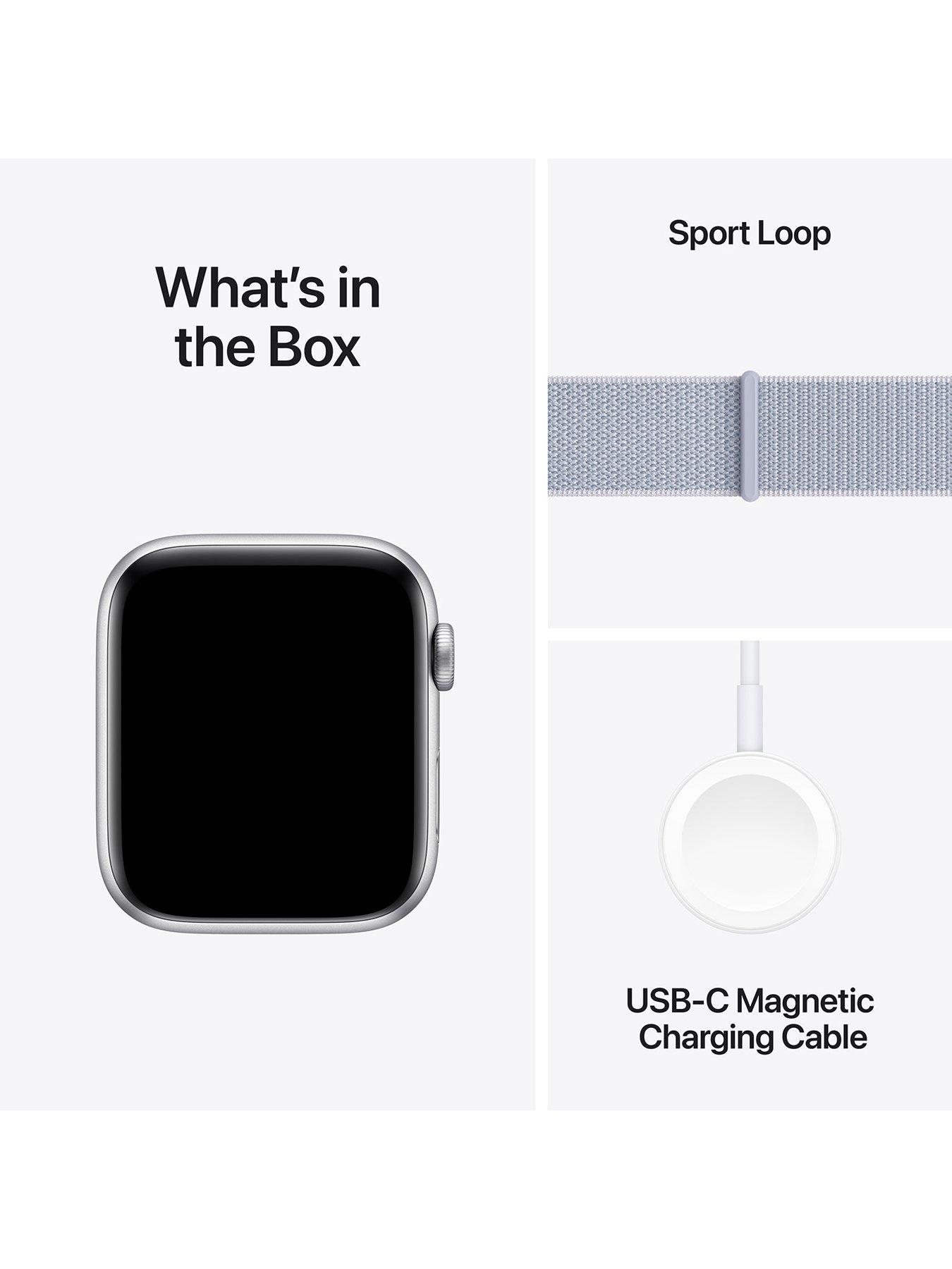Image 7 of 7 of Apple Watch SE (GPS, 2024)&nbsp;Silver Aluminium Case with Blue Cloud Sport Loop
