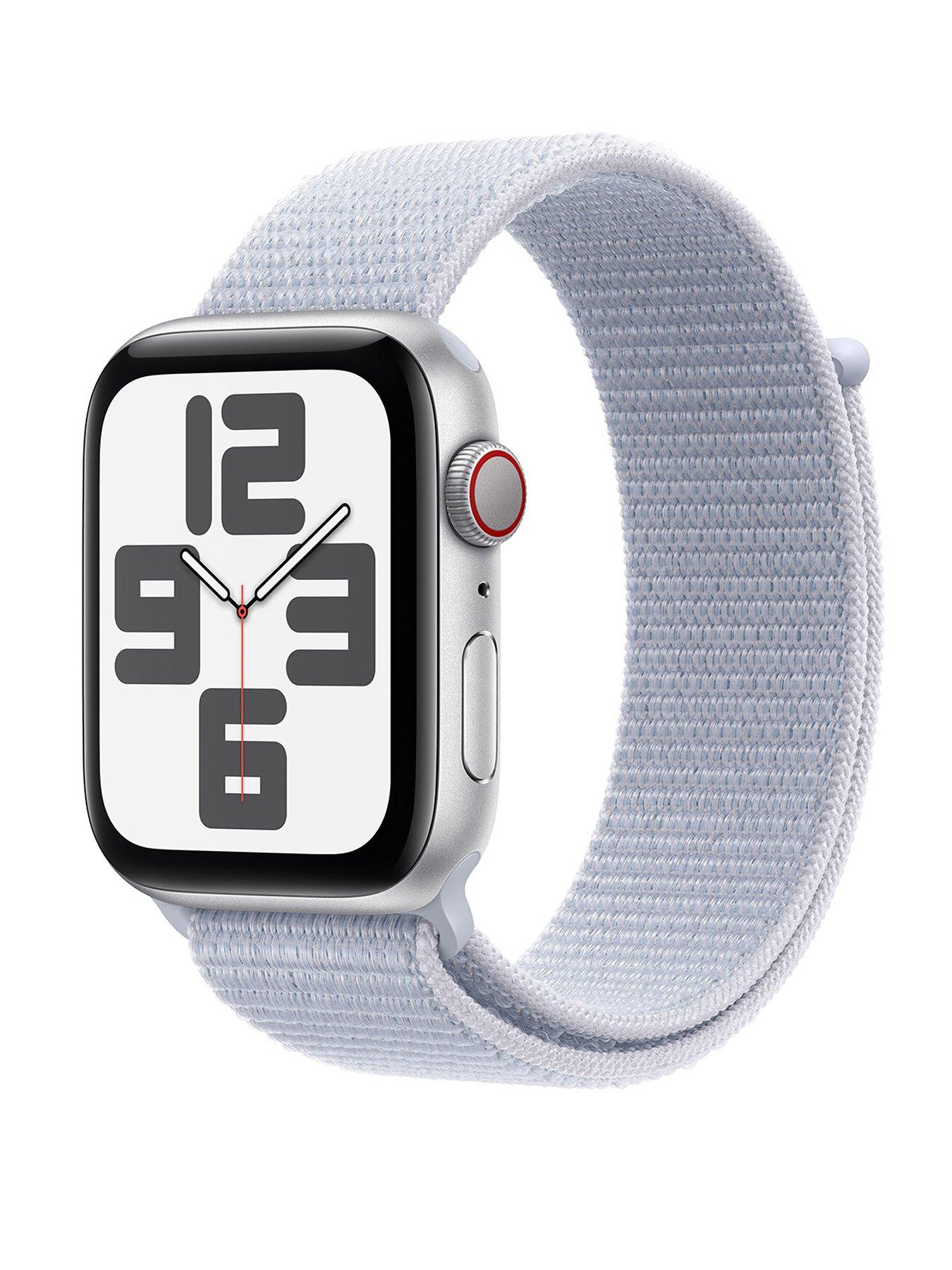 Apple Watch SE GPS Cellular 2024 40mm Silver Aluminium Case with Blue Cloud Sport Loop littlewoods