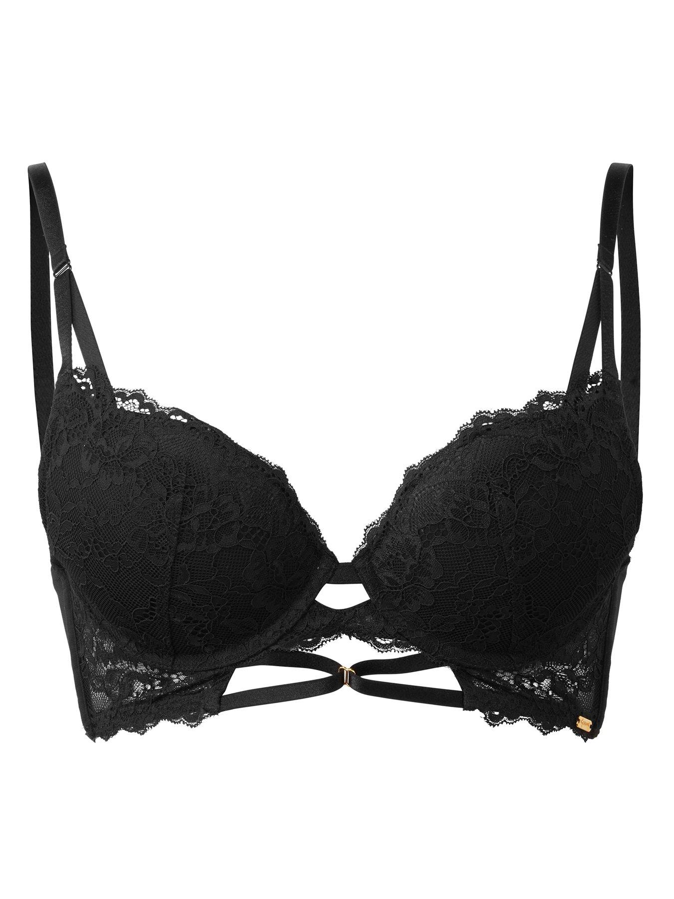  image of gossard-suspense-longline-lace-padded-plunge-bra-black
