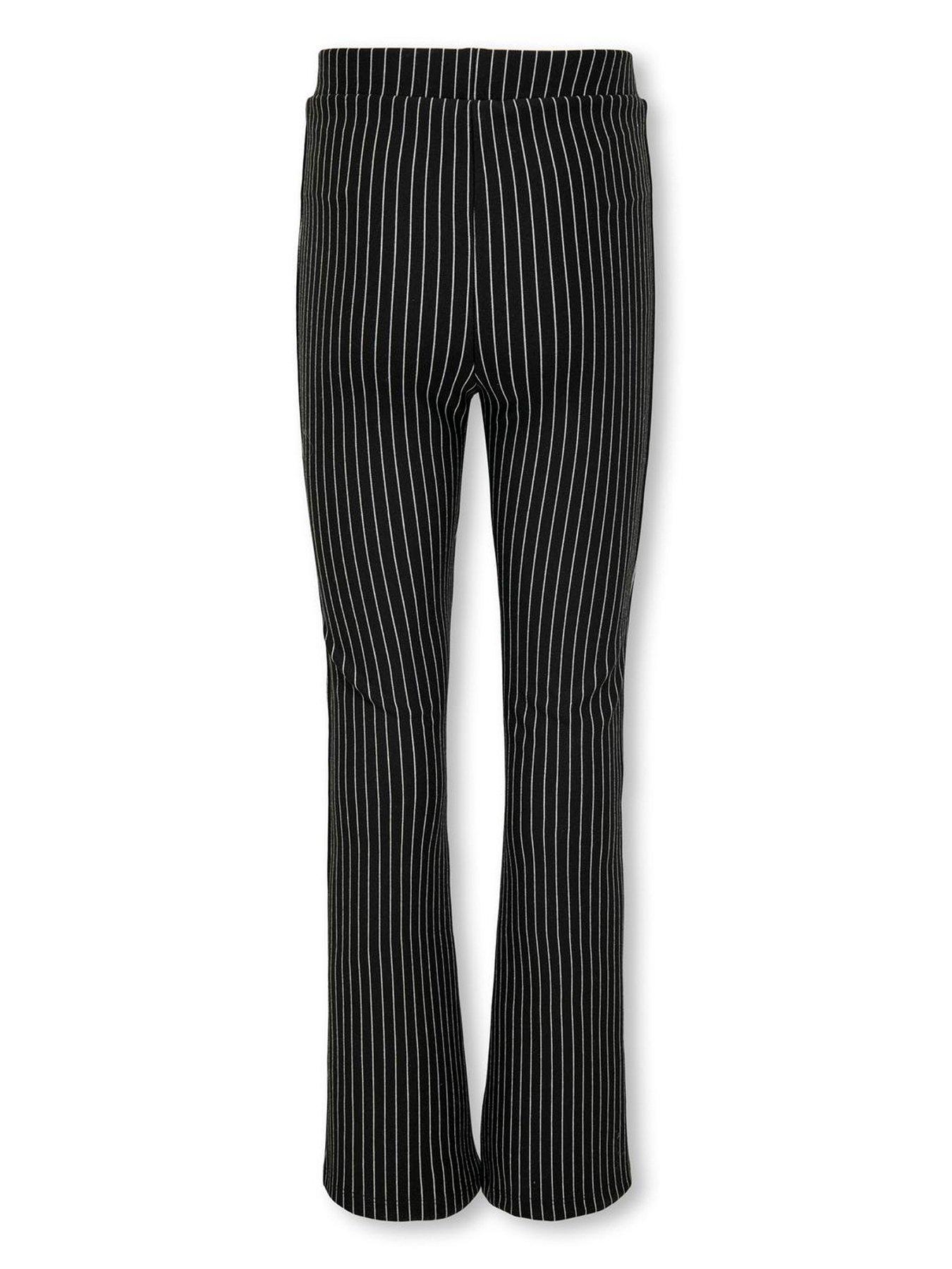  image of only-kids-girls-stripe-flared-trousers-black
