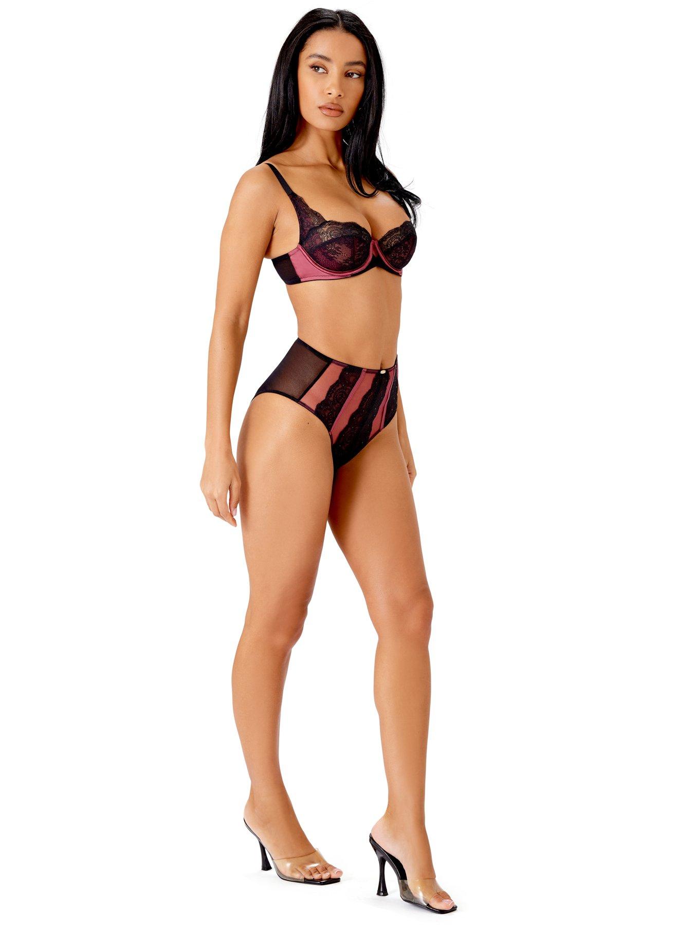  image of gossard-vip-confession-deep-brief-burgundyblack