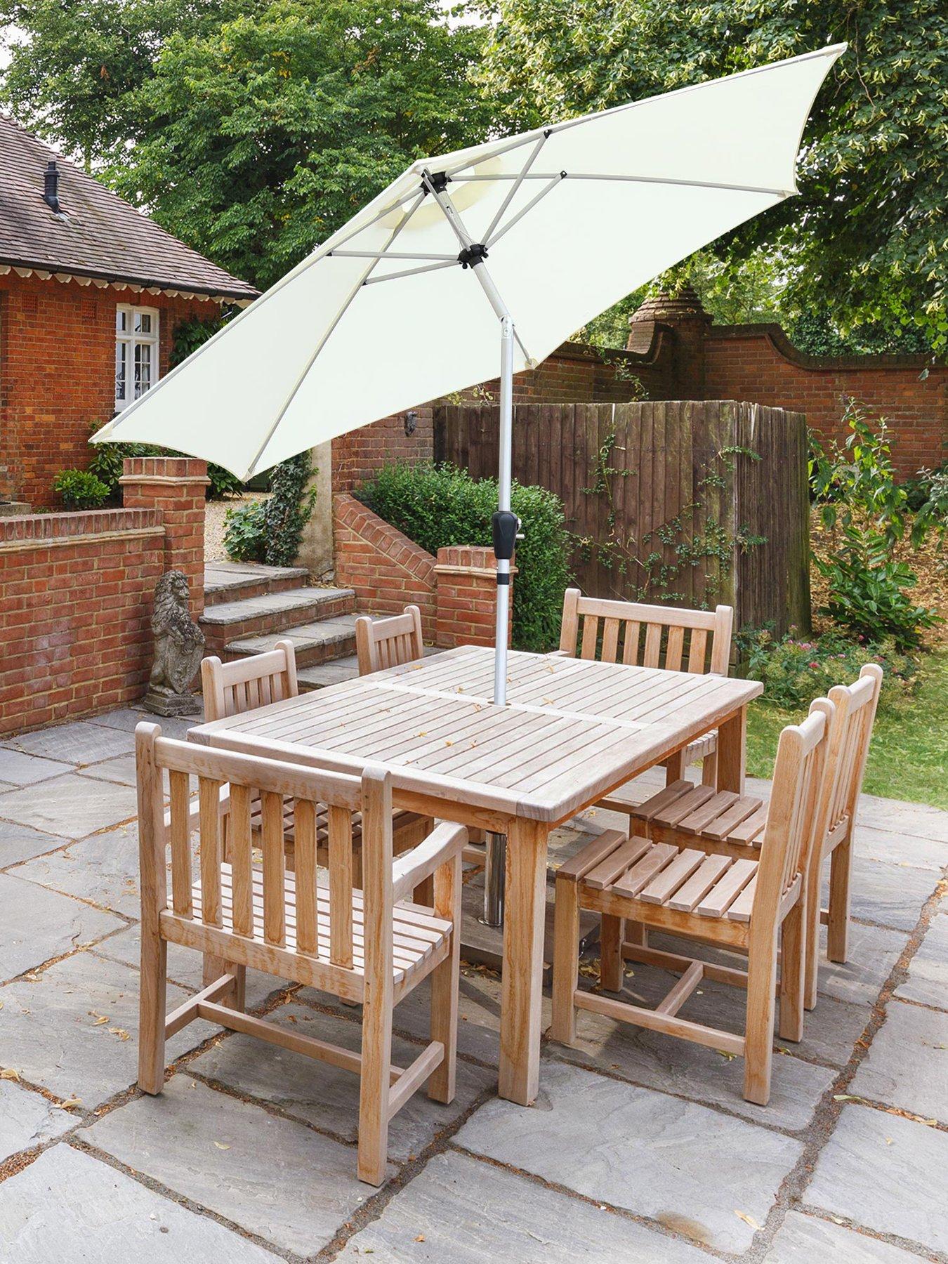 undefined Tilting Cream Garden Table Parasol Umbrella 2.7M