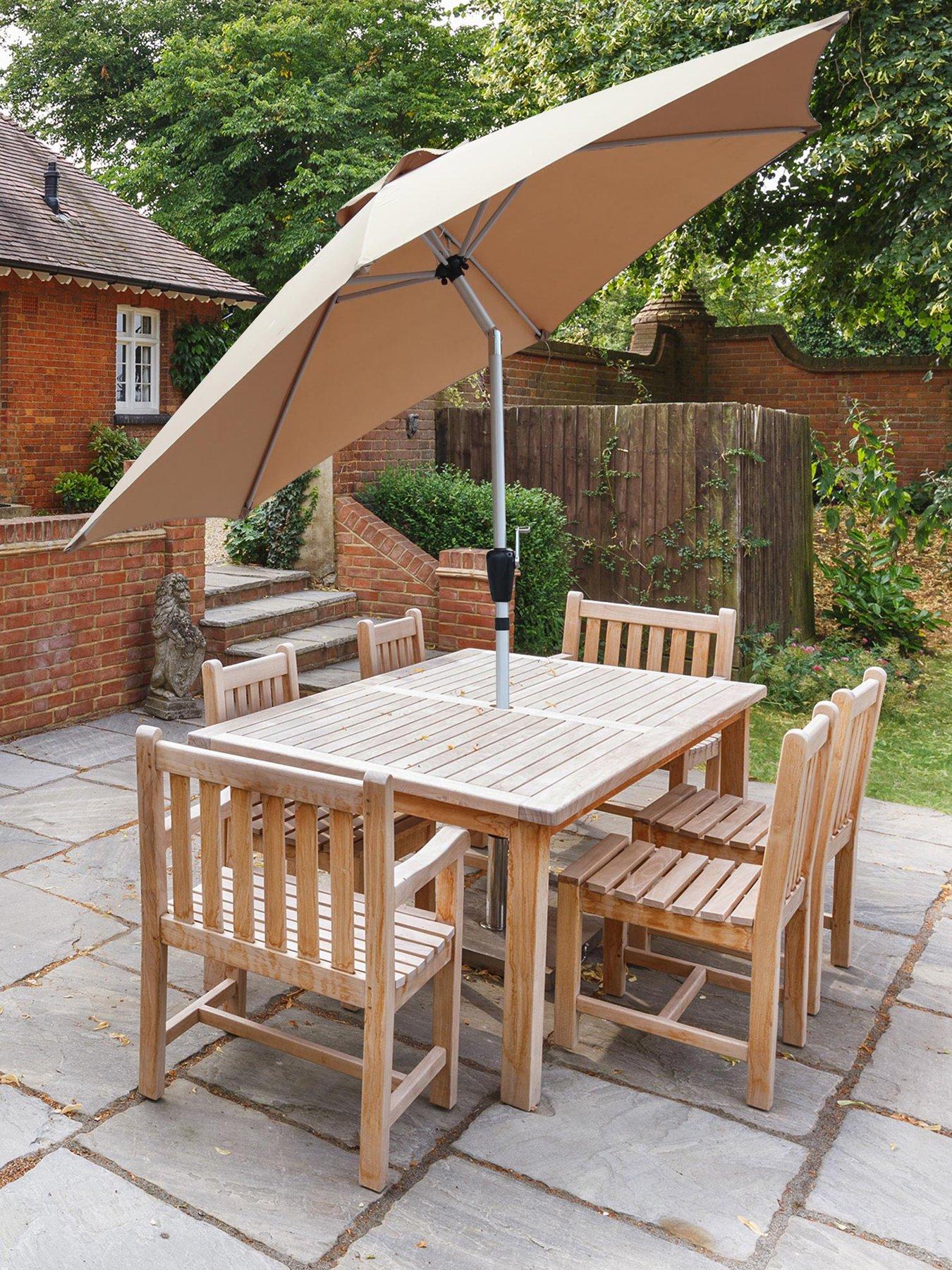 undefined Tilting Khaki Sand Garden Table Parasol Umbrella 2.7M