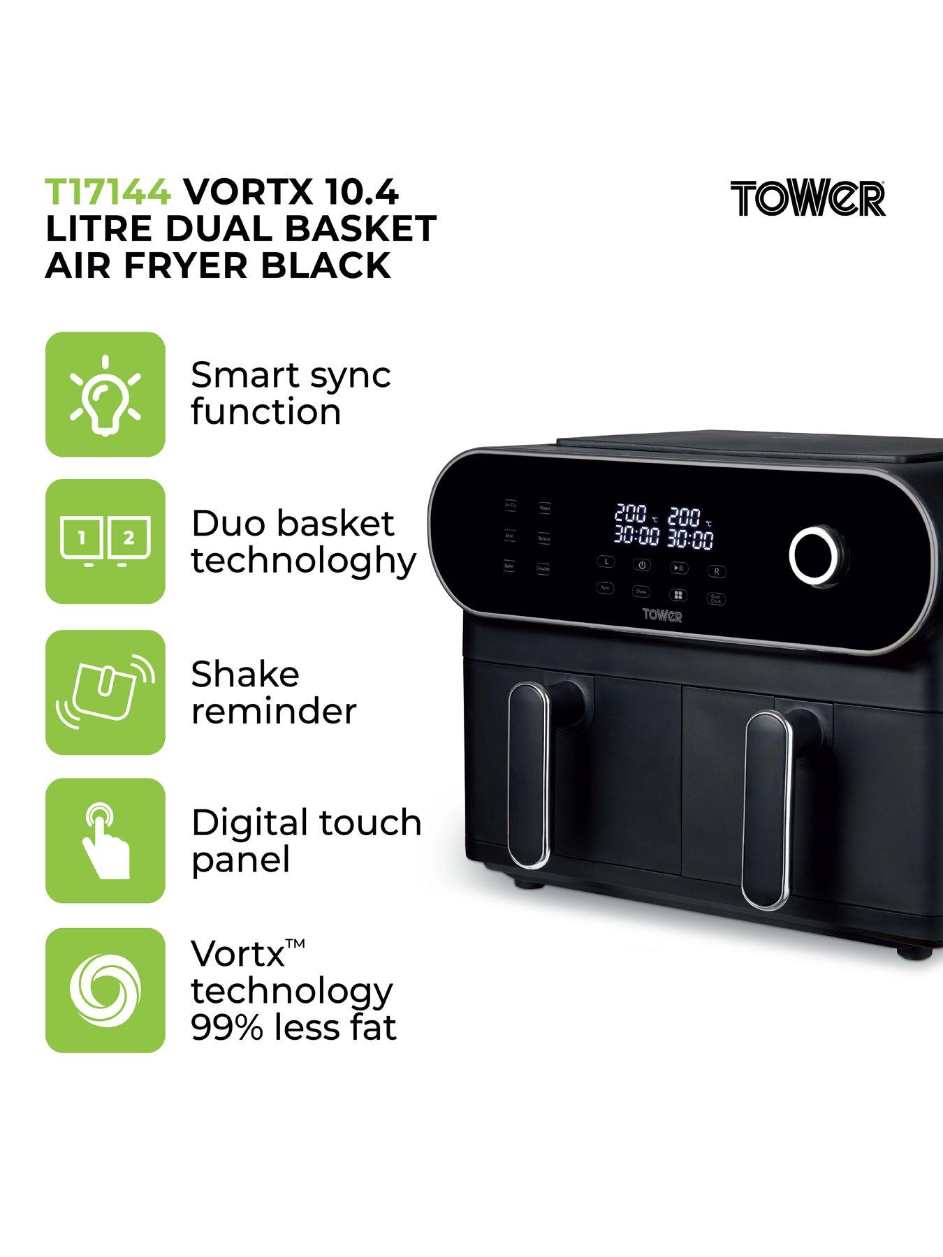  image of tower-104l-vortx-dual-basket-air-fryer-exclusive-black