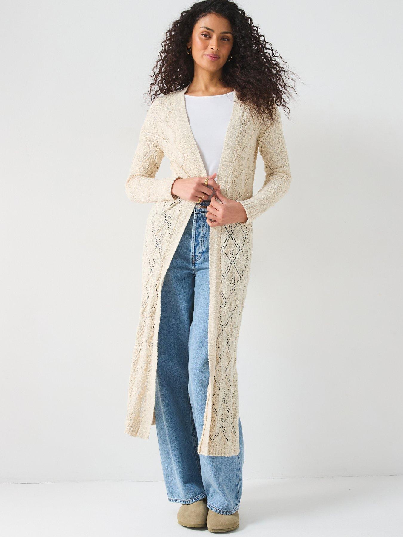 front image of v-by-very-edge-to-edge-open-stitch-maxi-cardigan-natural