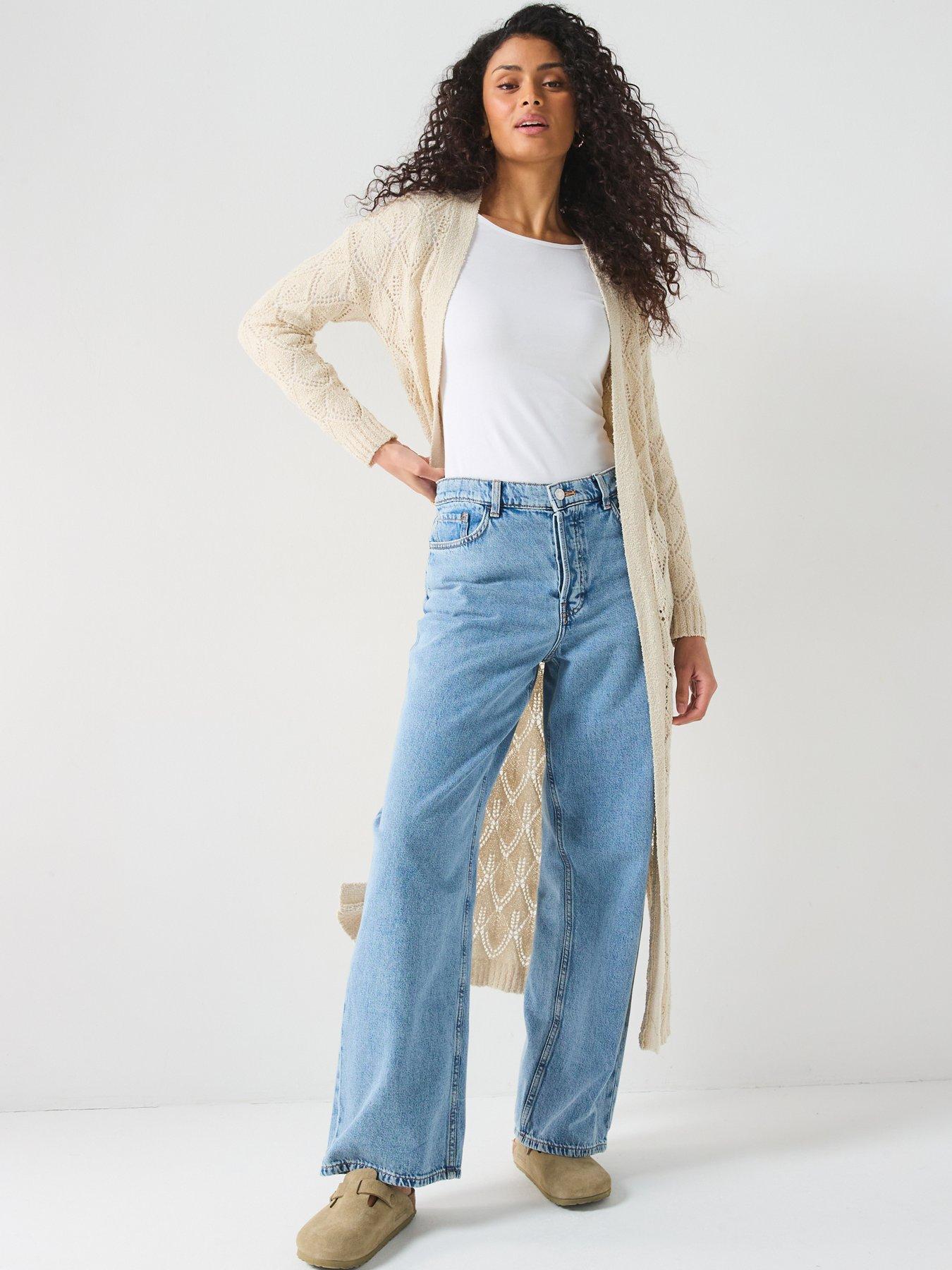  image of v-by-very-edge-to-edge-open-stitch-maxi-cardigan-natural