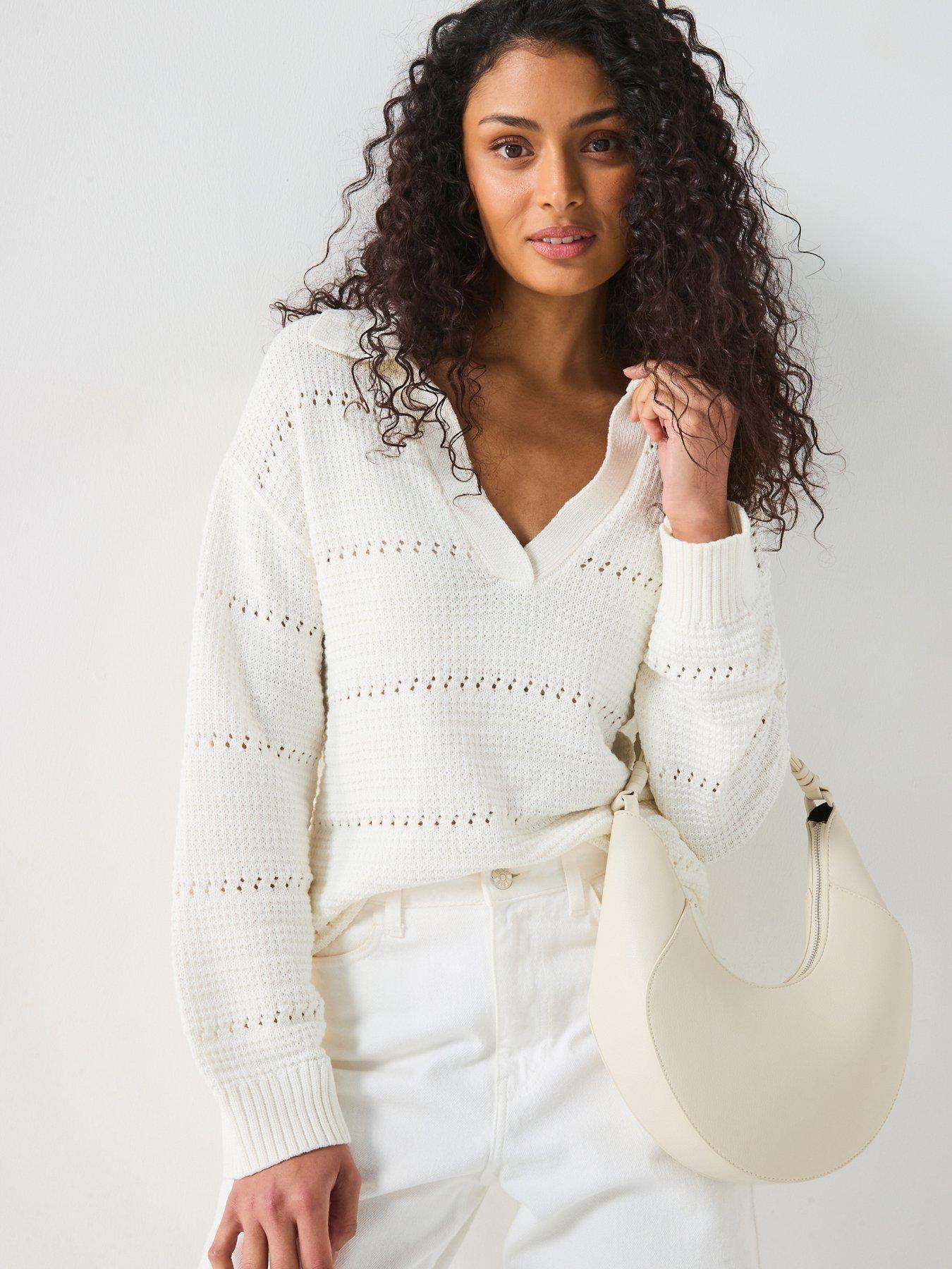 v-by-very-cotton-rich-collared-neck-open-stitch-longline-jumper-cream