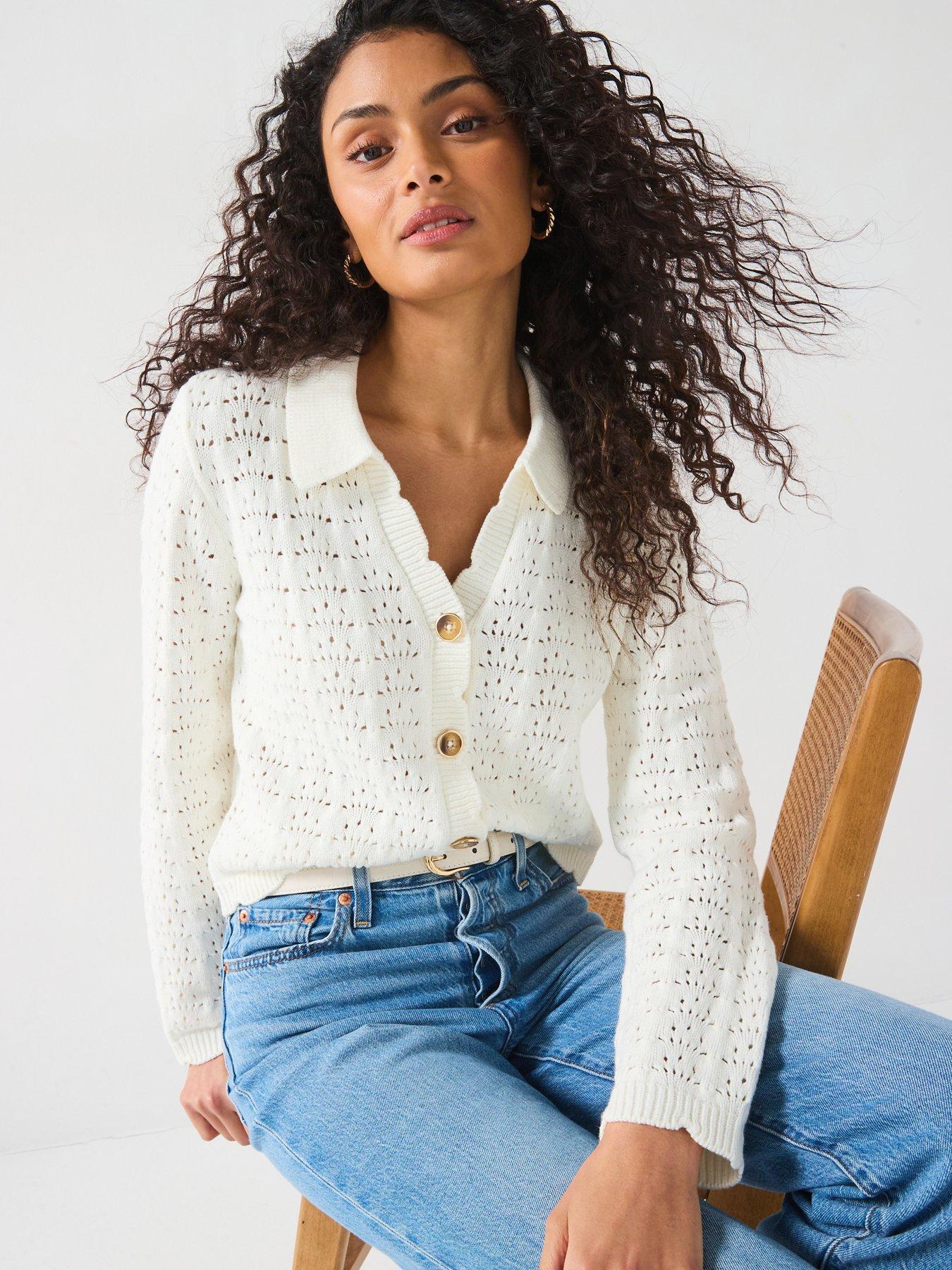 v-by-very-cotton-rich-pointelle-collared-cardigan-cream