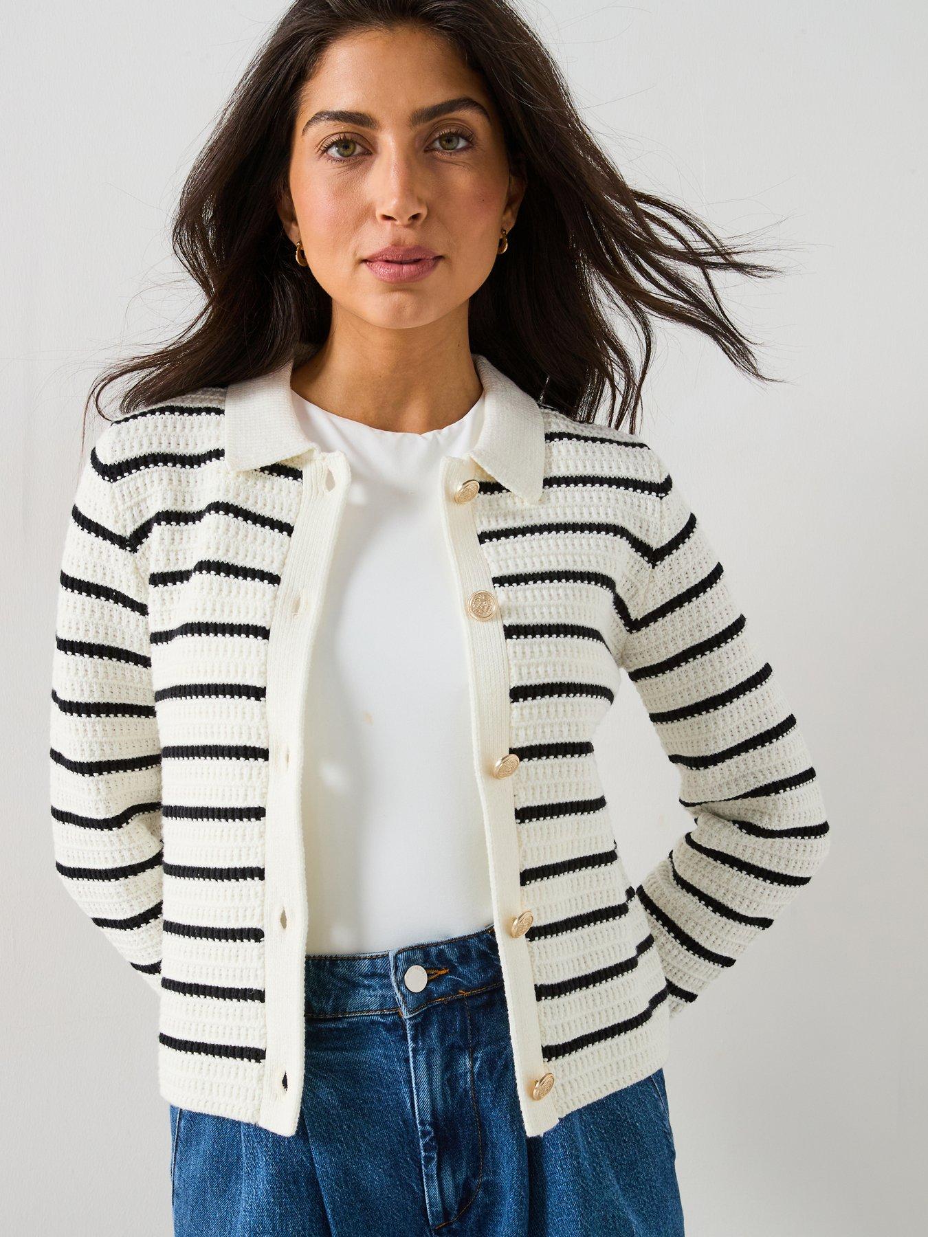 v-by-very-cotton-rich-textured-collared-striped-cardigan-mono
