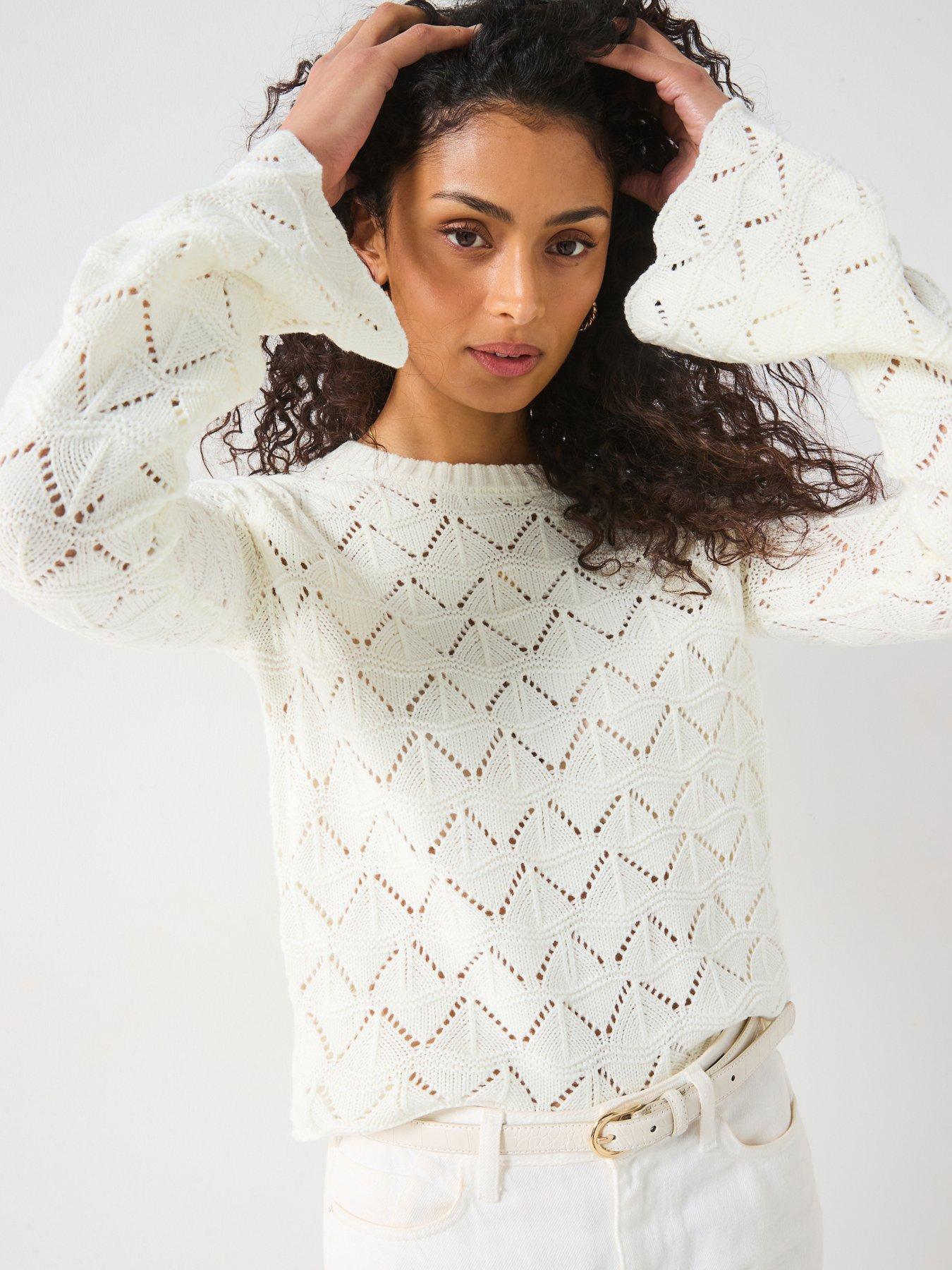 v-by-very-crew-neck-pointelle-short-jumper-cream