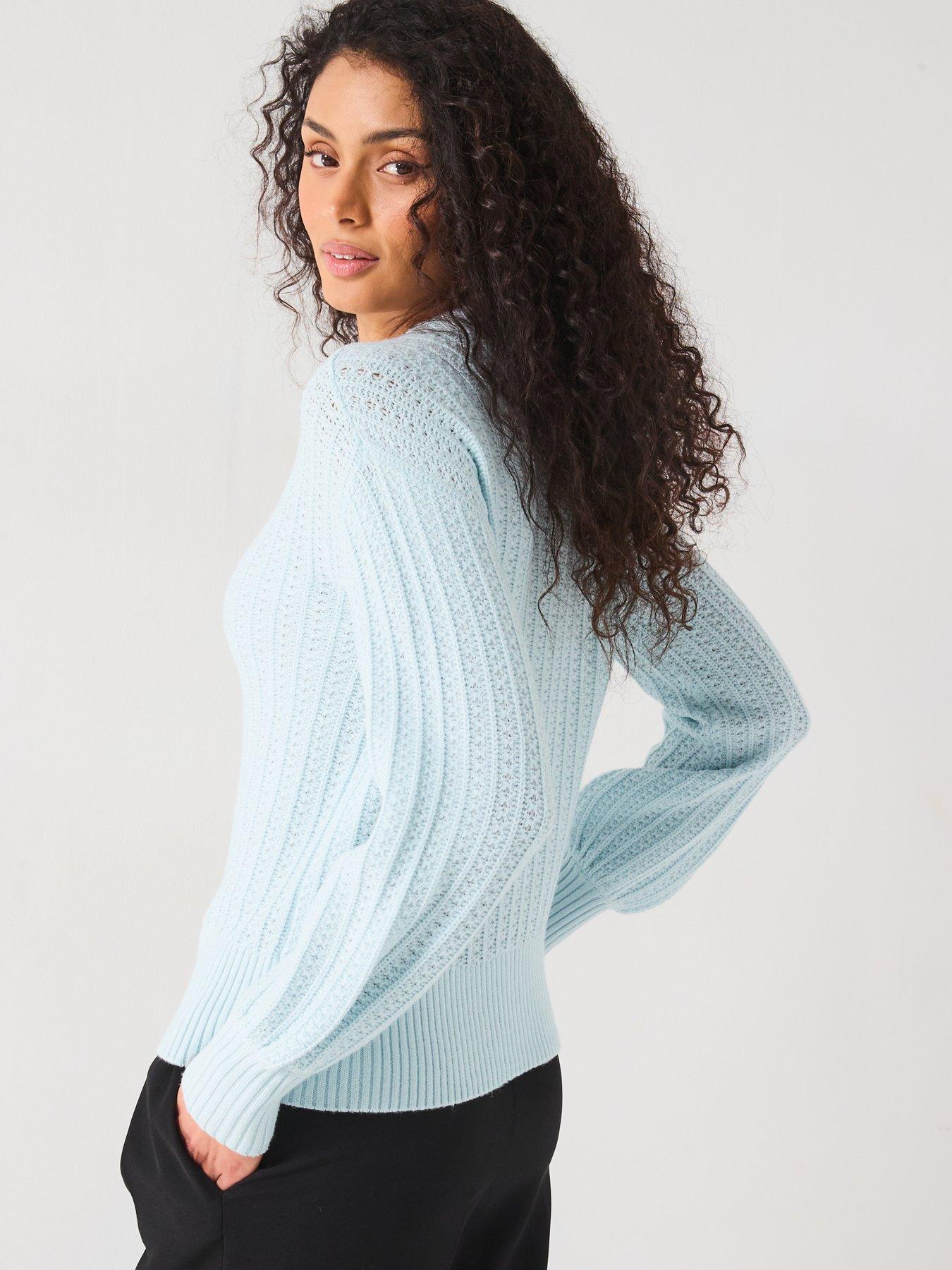  image of everyday-textured-crew-neck-jumper-light-blue