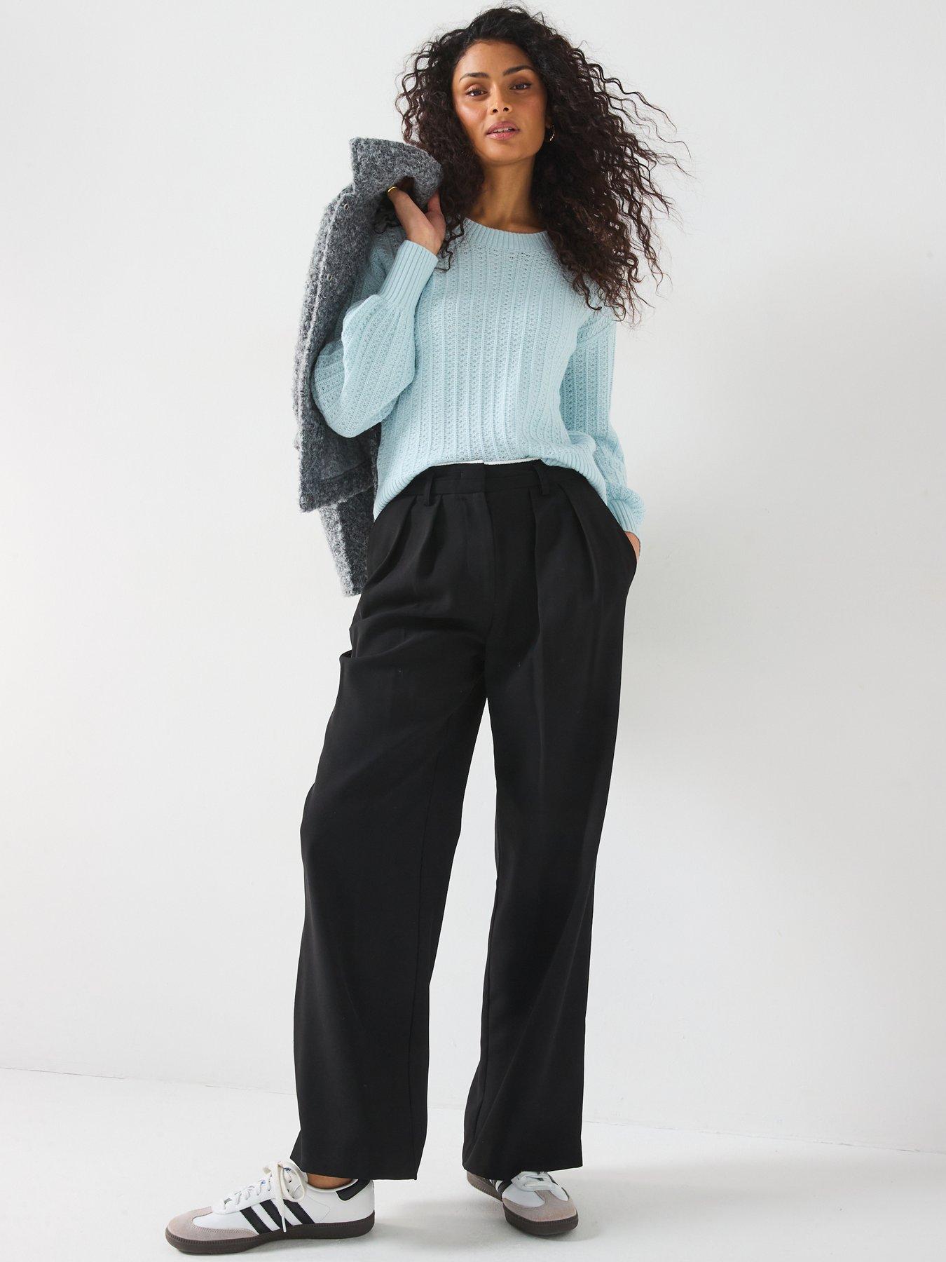  image of everyday-textured-crew-neck-jumper-light-blue