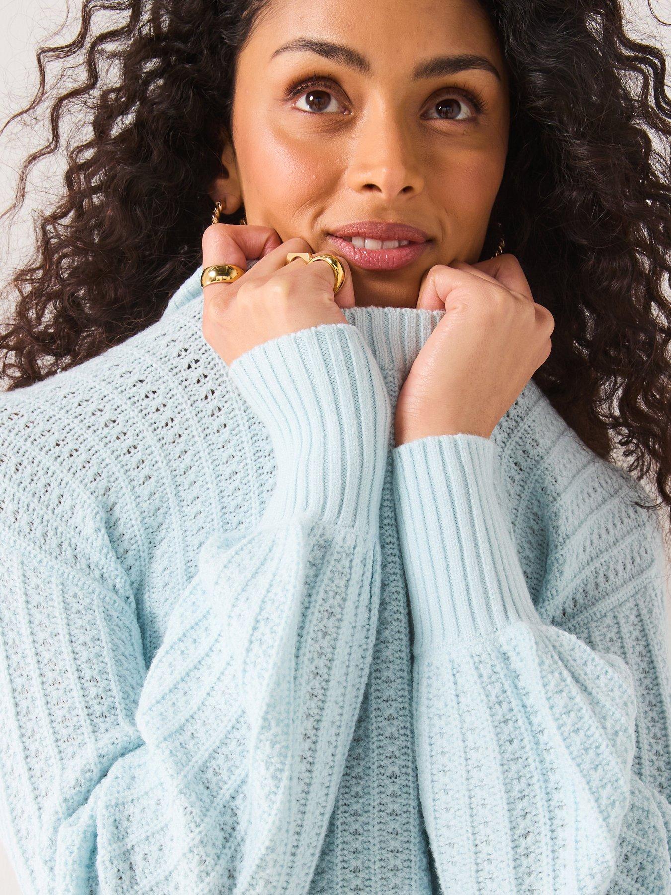  image of everyday-textured-crew-neck-jumper-light-blue