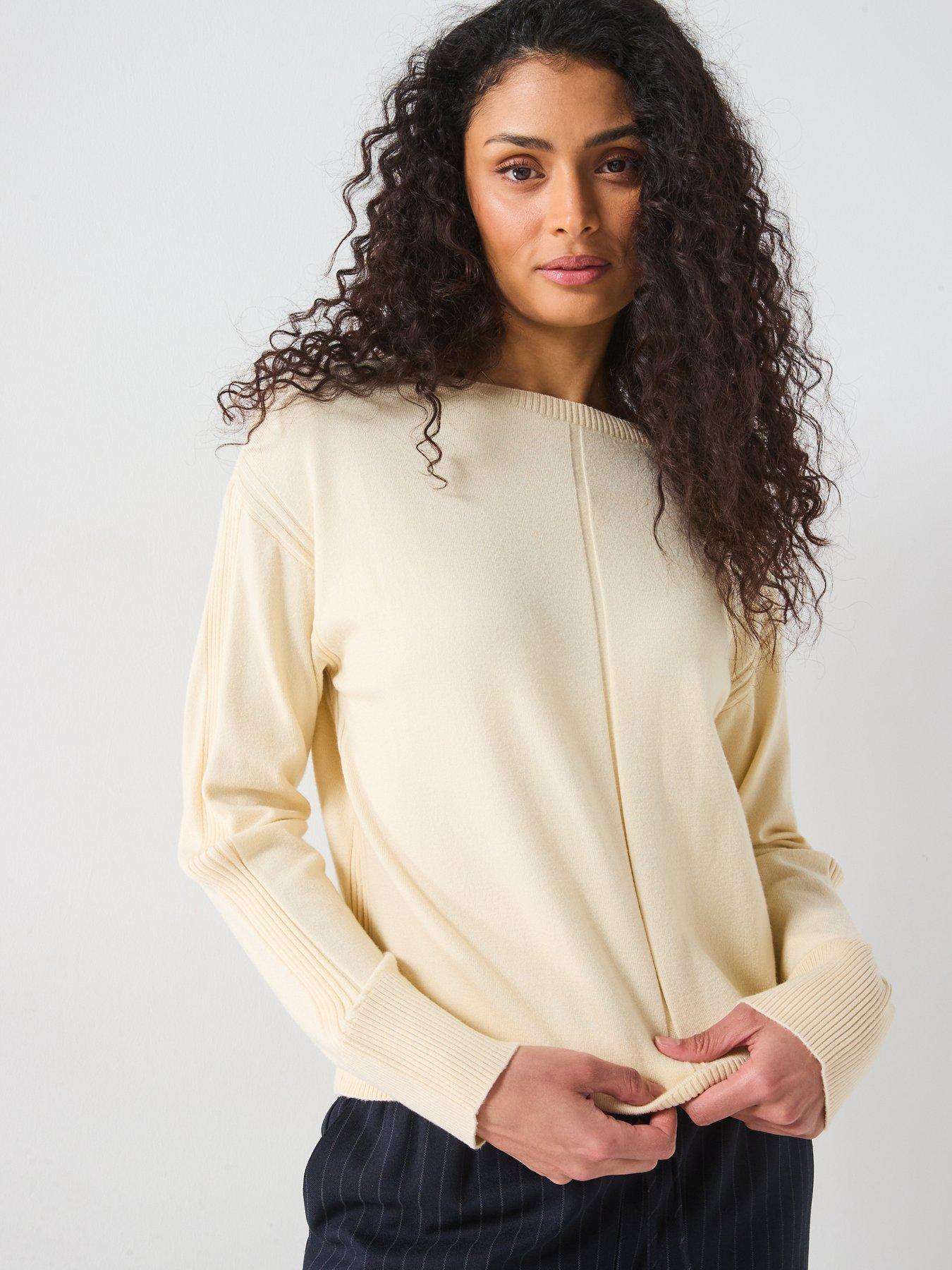  image of everyday-dropped-hem-batwing-longline-jumper-natural