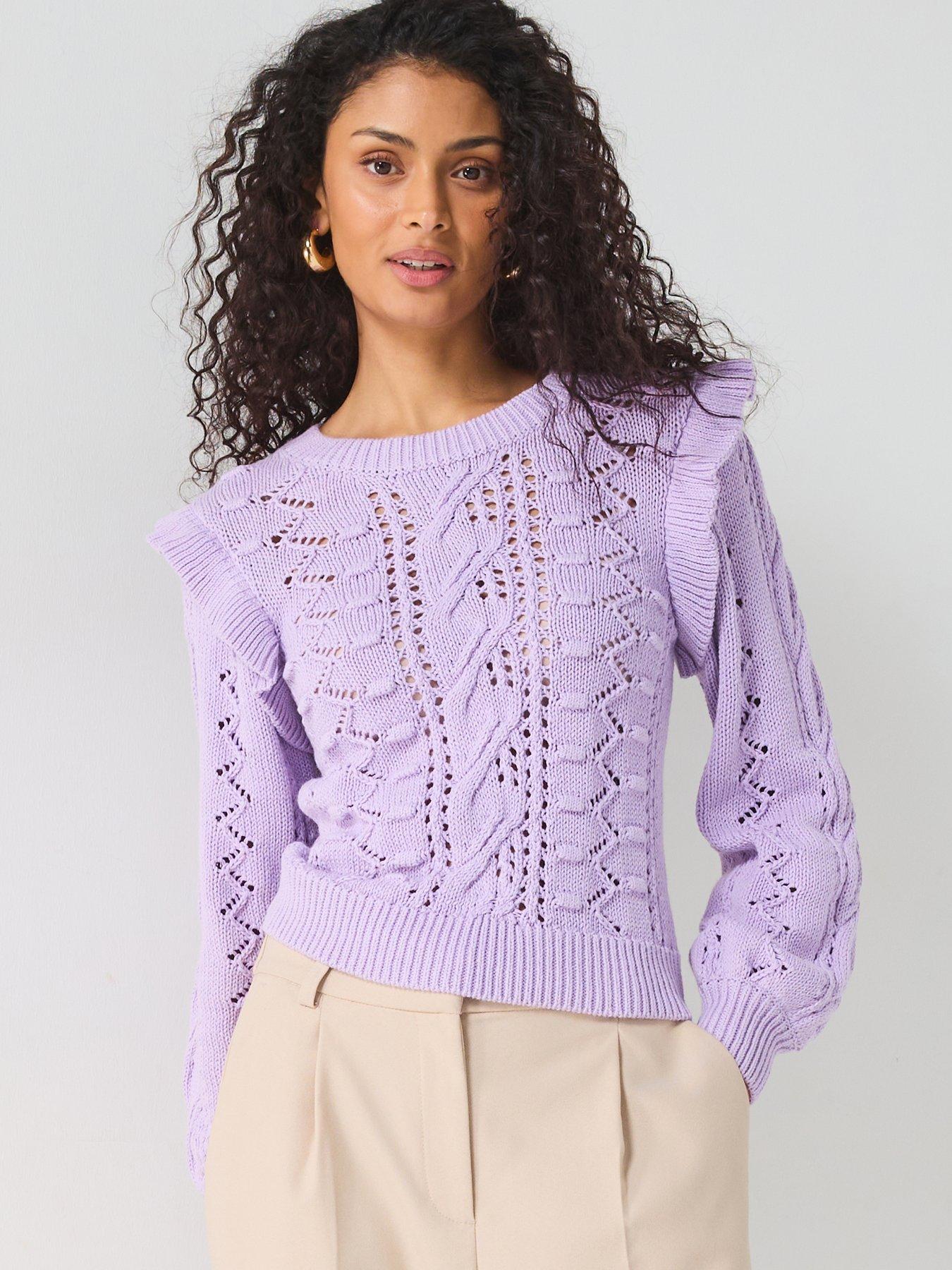 v-by-very-cotton-rich-frill-detail-open-stitch-short-jumper-lilac