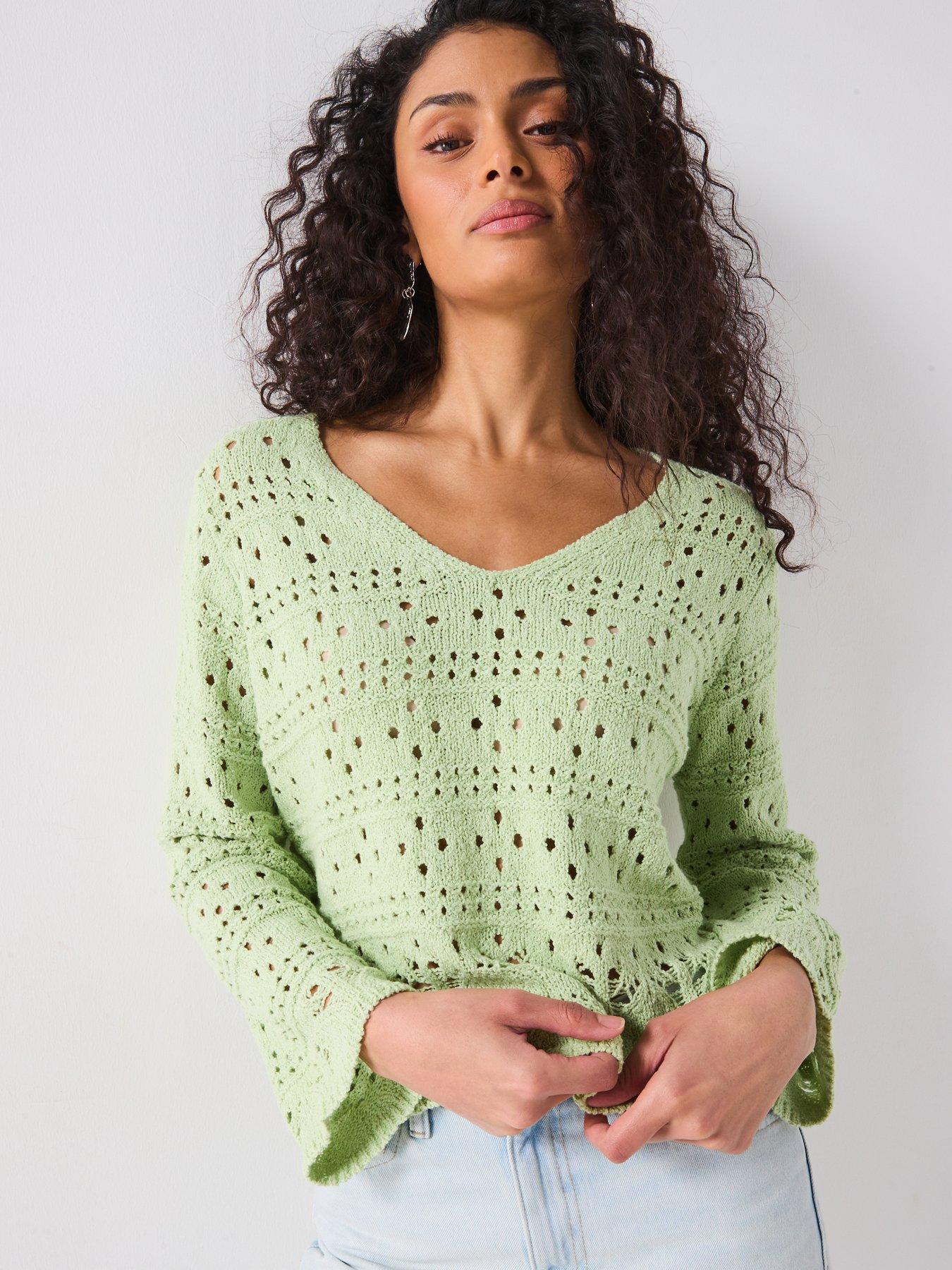v-by-very-v-neck-open-stitch-short-jumper-green