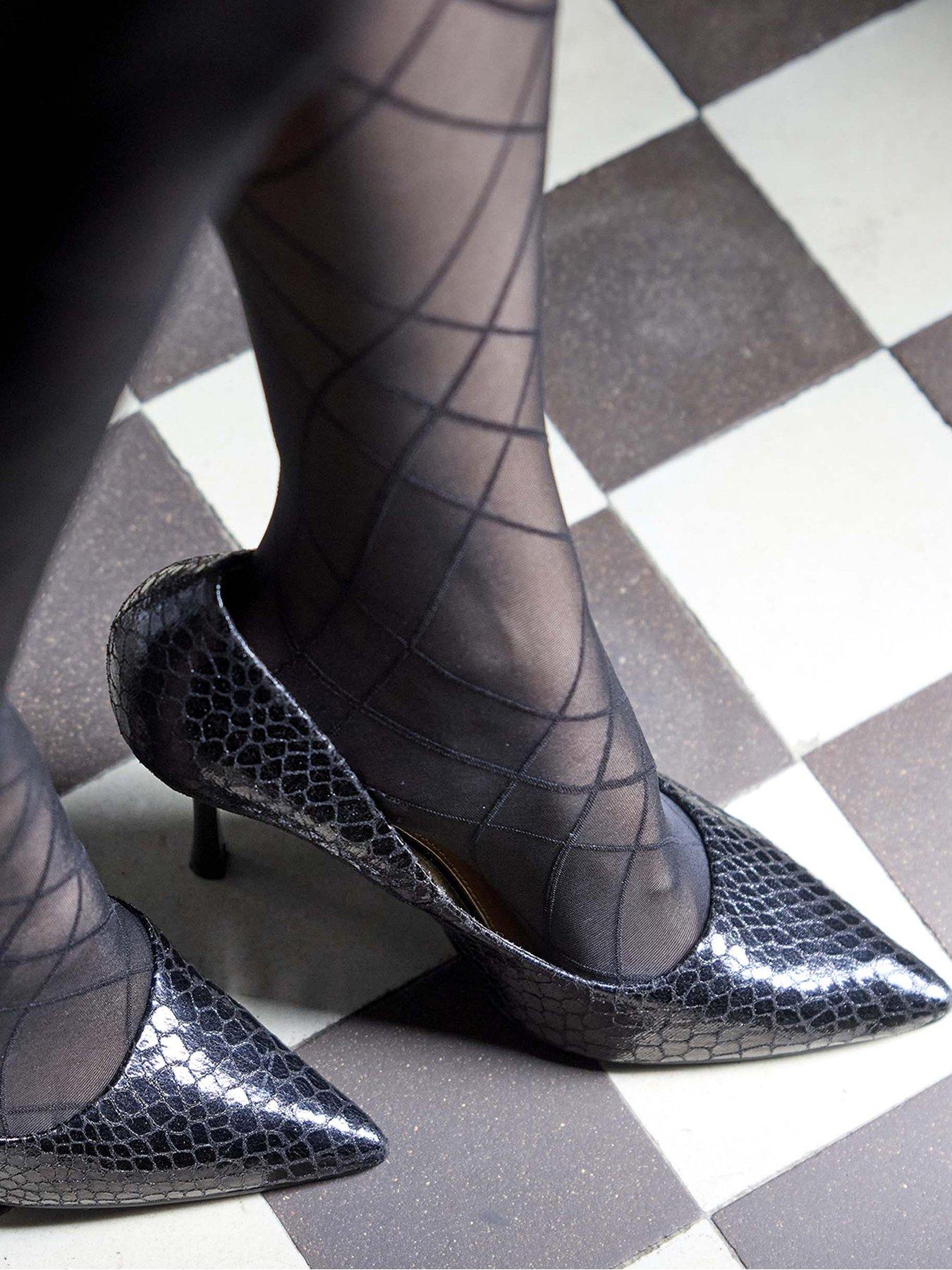  image of pretty-polly-patterend-tights-black