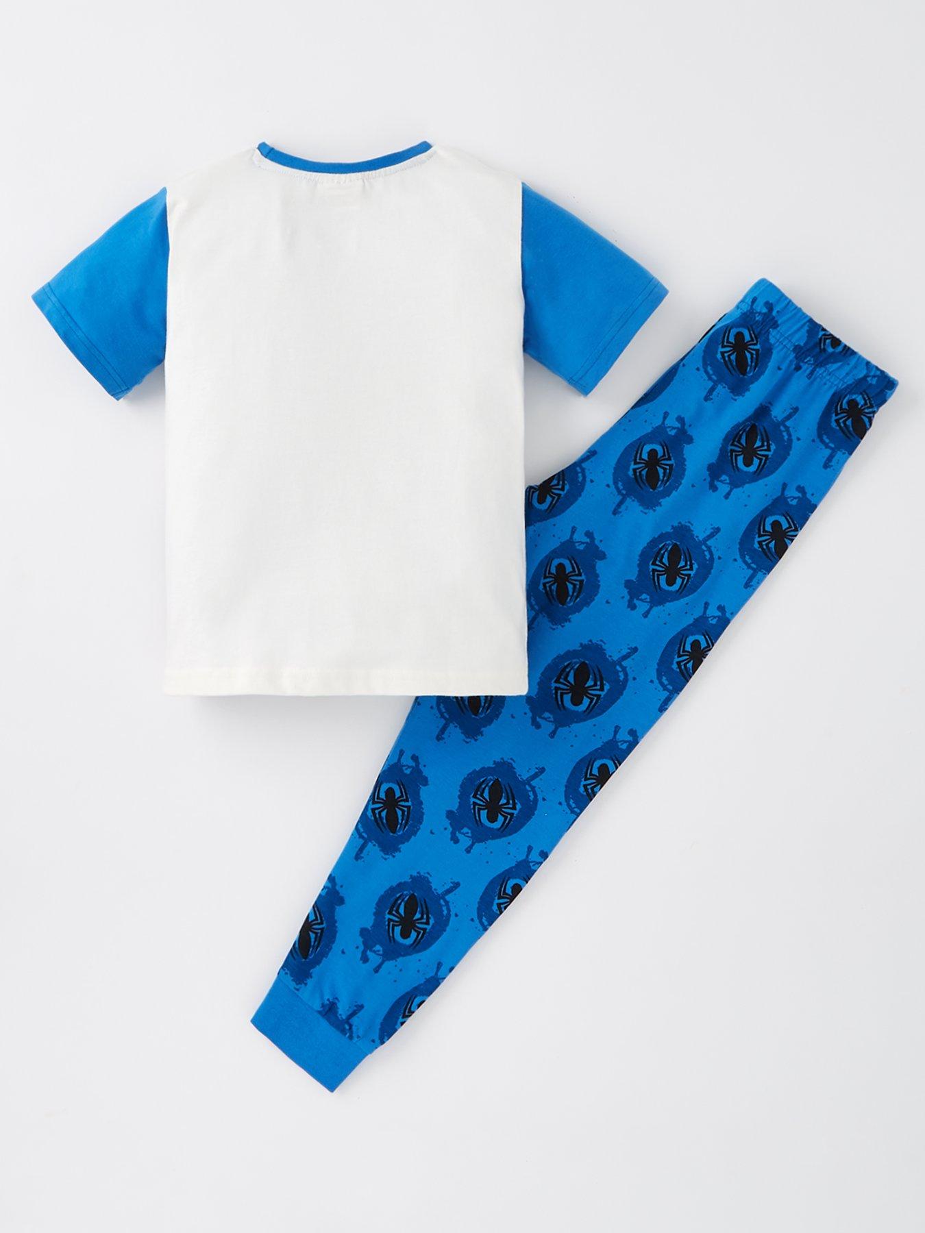  image of spiderman-short-sleeve-pyjamas-blue