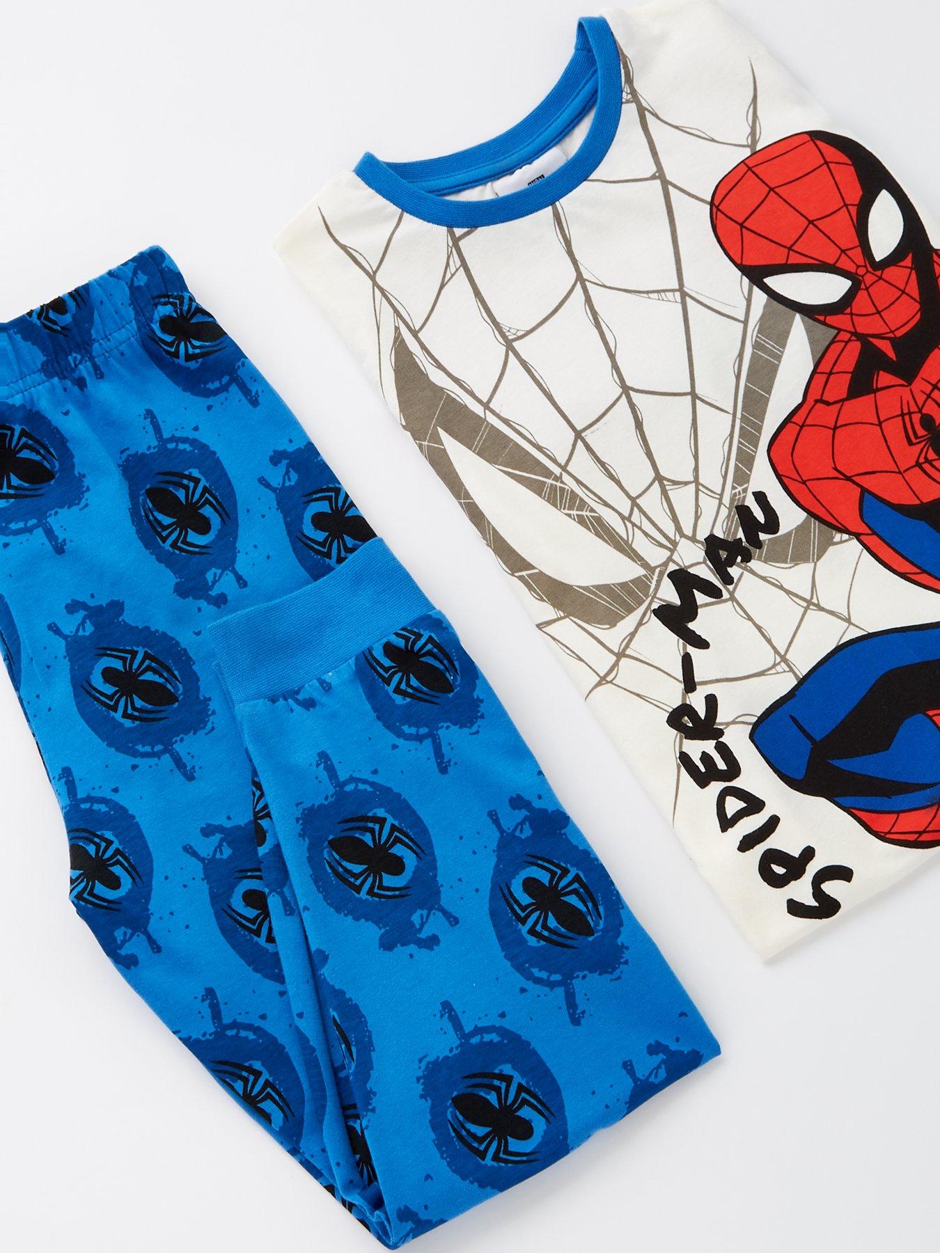  image of spiderman-short-sleeve-pyjamas-blue