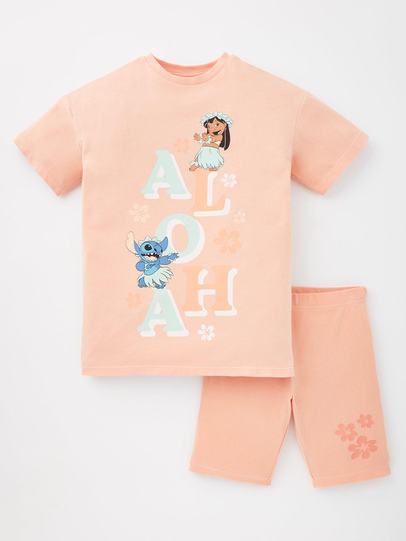  image of disney-lilo-stitch-lilo-and-stitch-t-shirt-and-cycling-short-set-orange