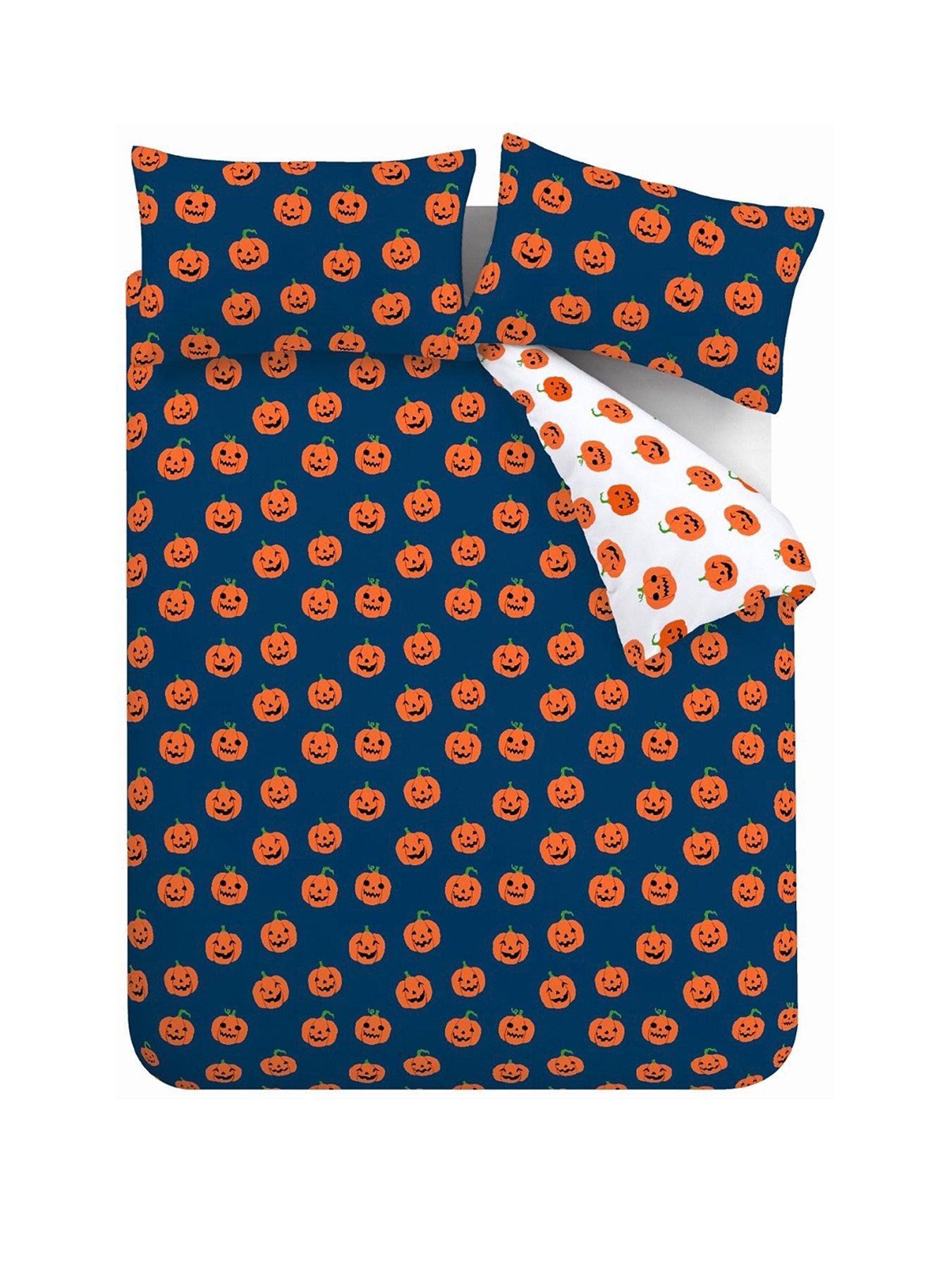 Image 2 of 6 of Catherine Lansfield Halloween Pumpkins Reversible Duvet Cover Set - Navy