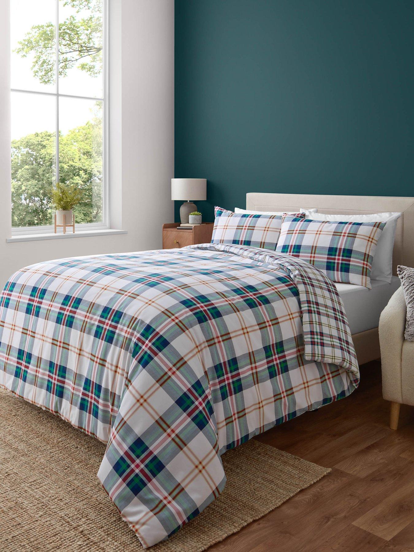 undefined Kelso Check Green Reversible Duvet Cover Set