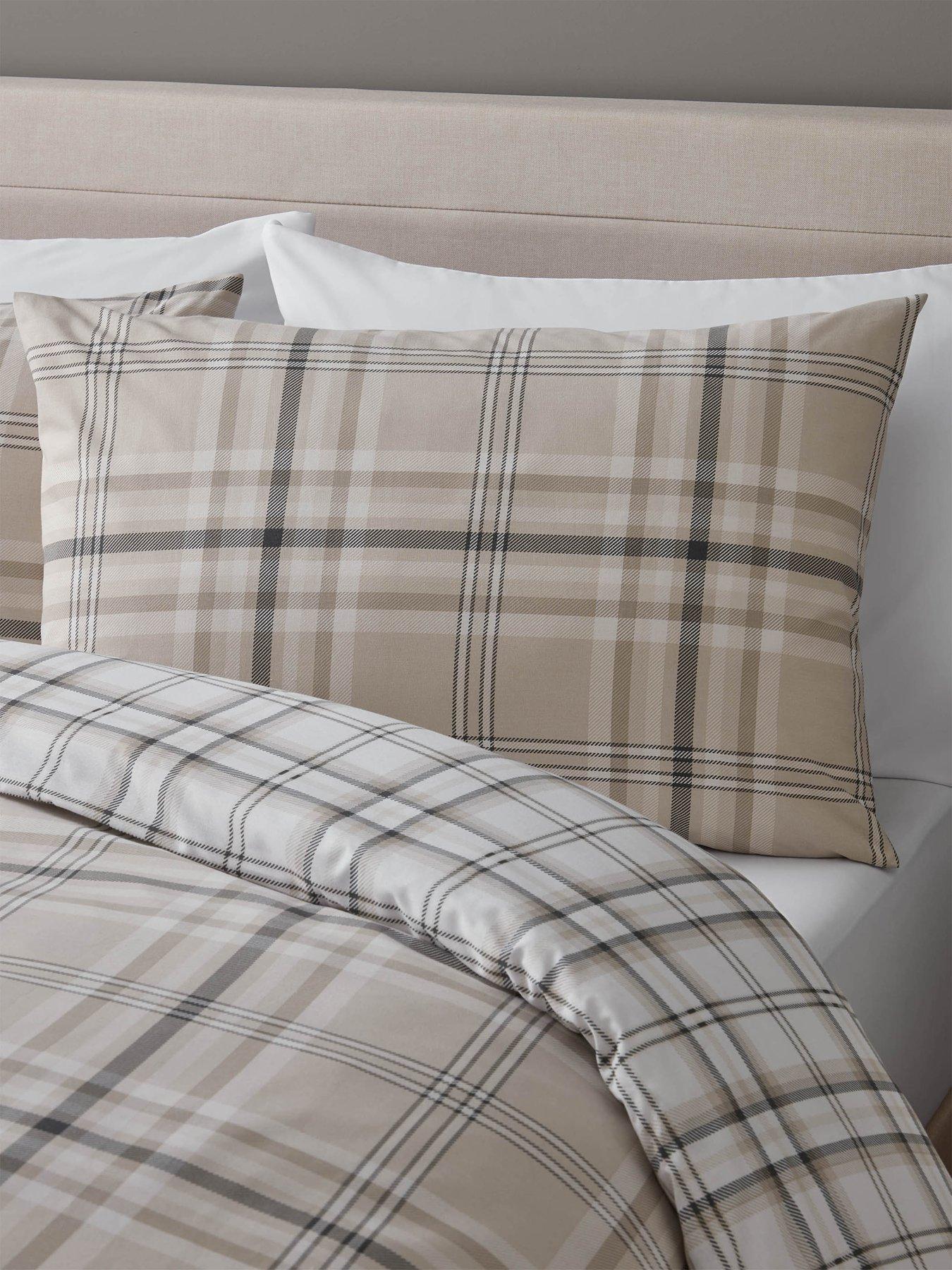 Image 4 of 5 of Catherine Lansfield Kelso Check Natural Reversible Duvet Cover Set